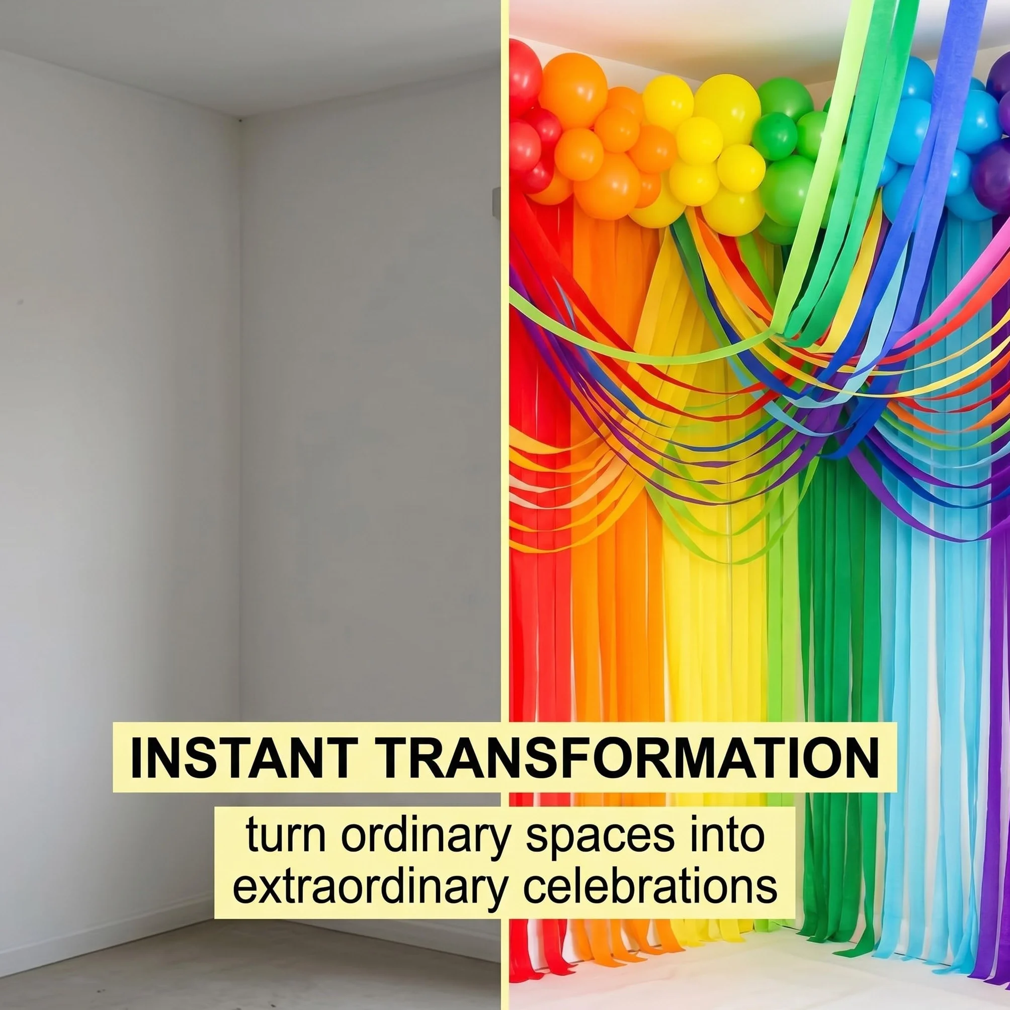Carta Crespa Arcobaleno 8 Rotoli 4,5cm x 25m Decorazioni per Feste