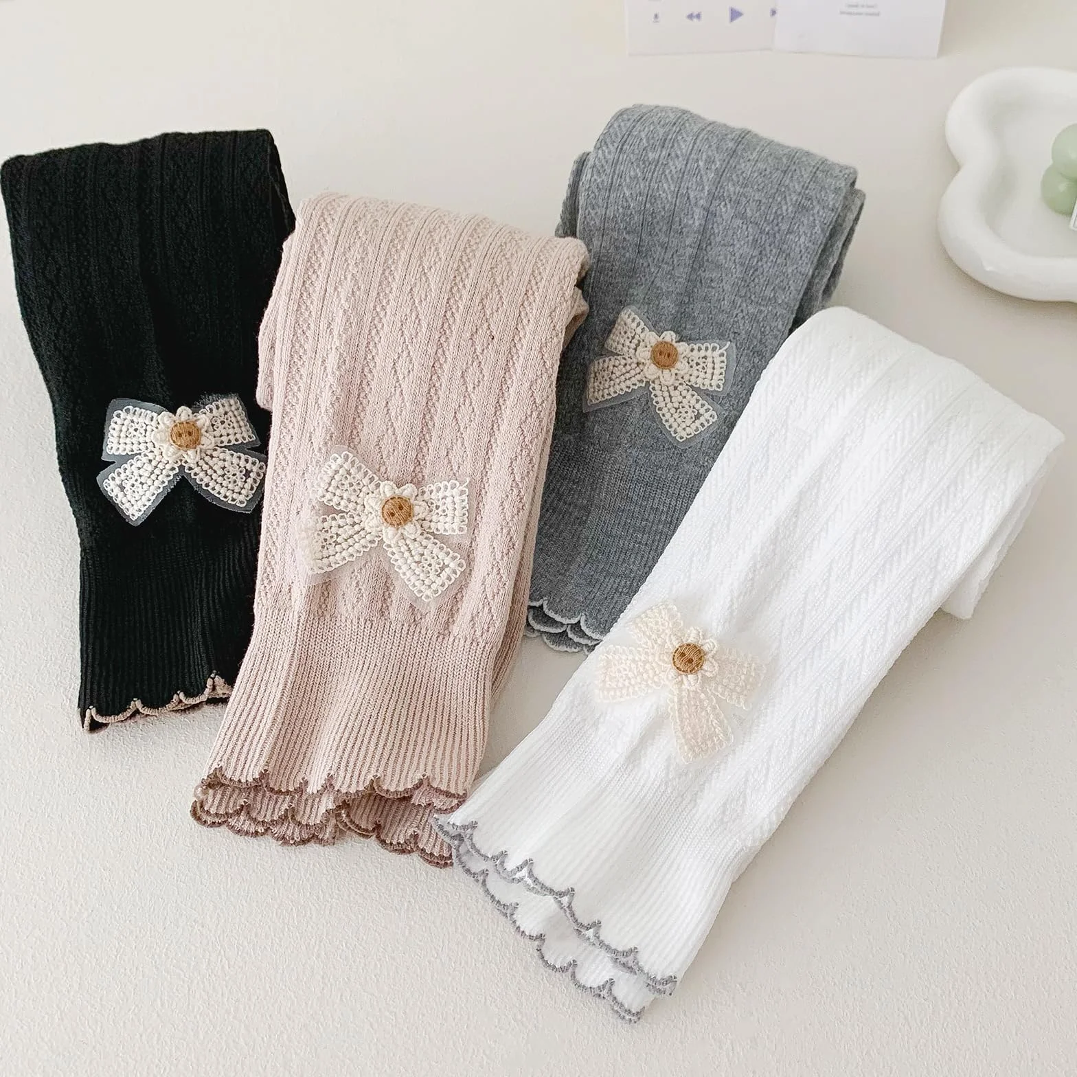Leggings per Ragazze 2 Pezzi, Pantaloni Sportivi Morbidi da Balletto per Interni ed Esterni, Nero/Bianco/Grigio/Albicocca, 2-9 Anni