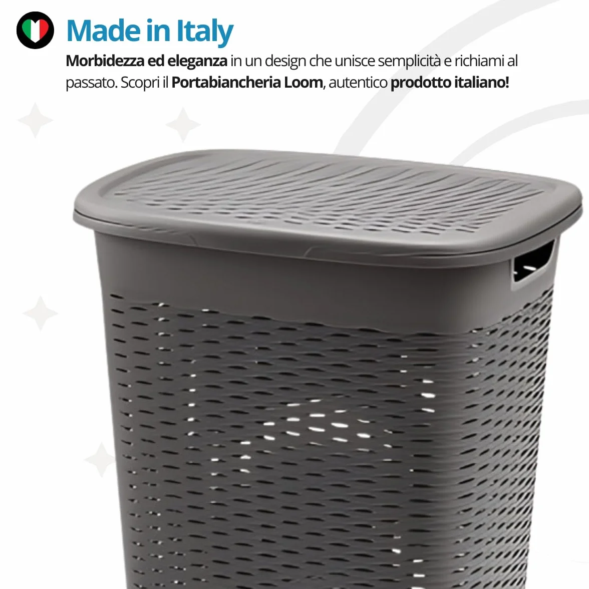 Tomaino - Cesto Portabiancheria in Plastica - Contenitore Biancheria Sporca da Bagno - Cesta Porta Vestiti e Panni Sporchi con Coperchio Salvaspazio 47 Litri (Tortora)