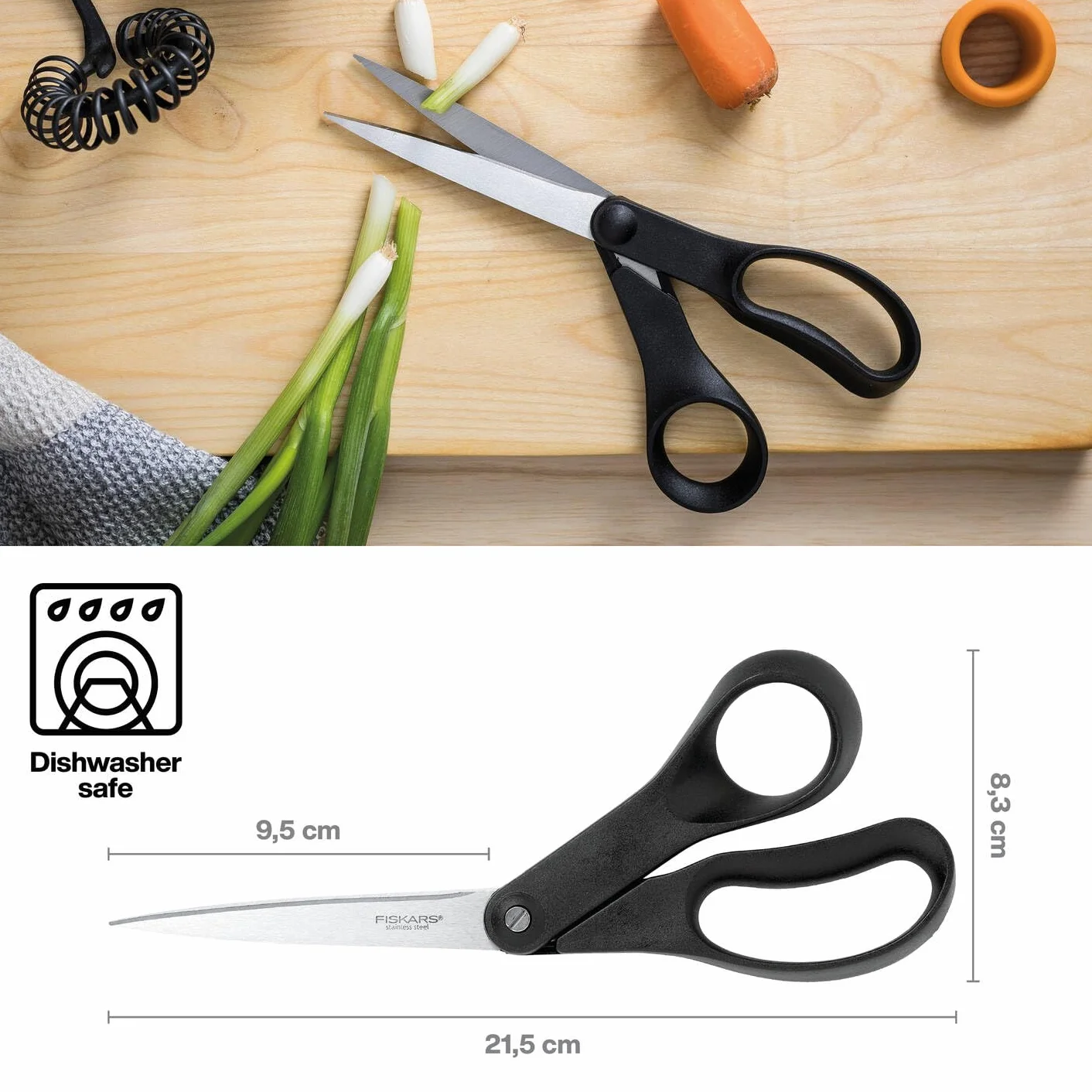 Fiskars Forbici universali 21 cm Acciaio Plastica Essential Inossidabile Nero
