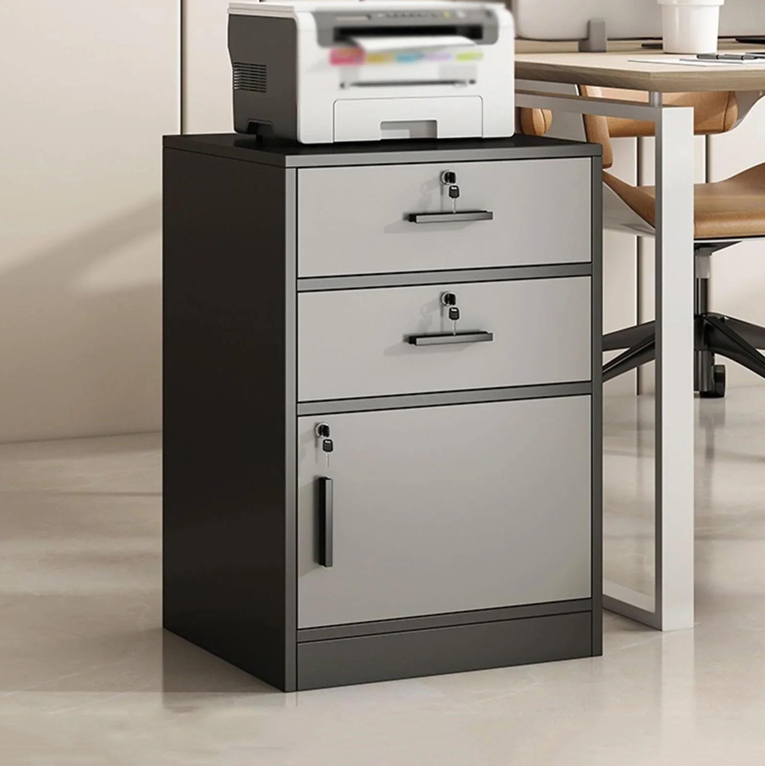 Armadietto Portadocumenti Armadietto classificatore for ufficioArmadietto portaoggetti in legno a due cassetti con un'antaArmadietto classificatore con serraturaContenitore multistratoPiccolo armadiet