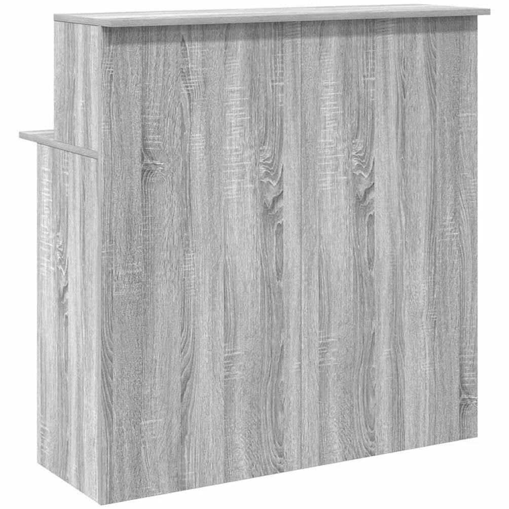 Banco reception grigio sonoma in legno multistrato 100x50x103,5 cm con ripiano integrato e cassetto per ufficio studio e smartworking, mobile per postazione lavoro e computer