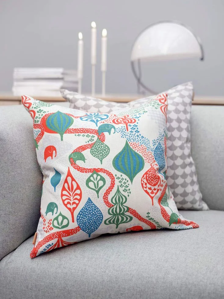 Cuscino decorativo 50 cm x 50 cm - Saga Forest - Bianco/Rosso