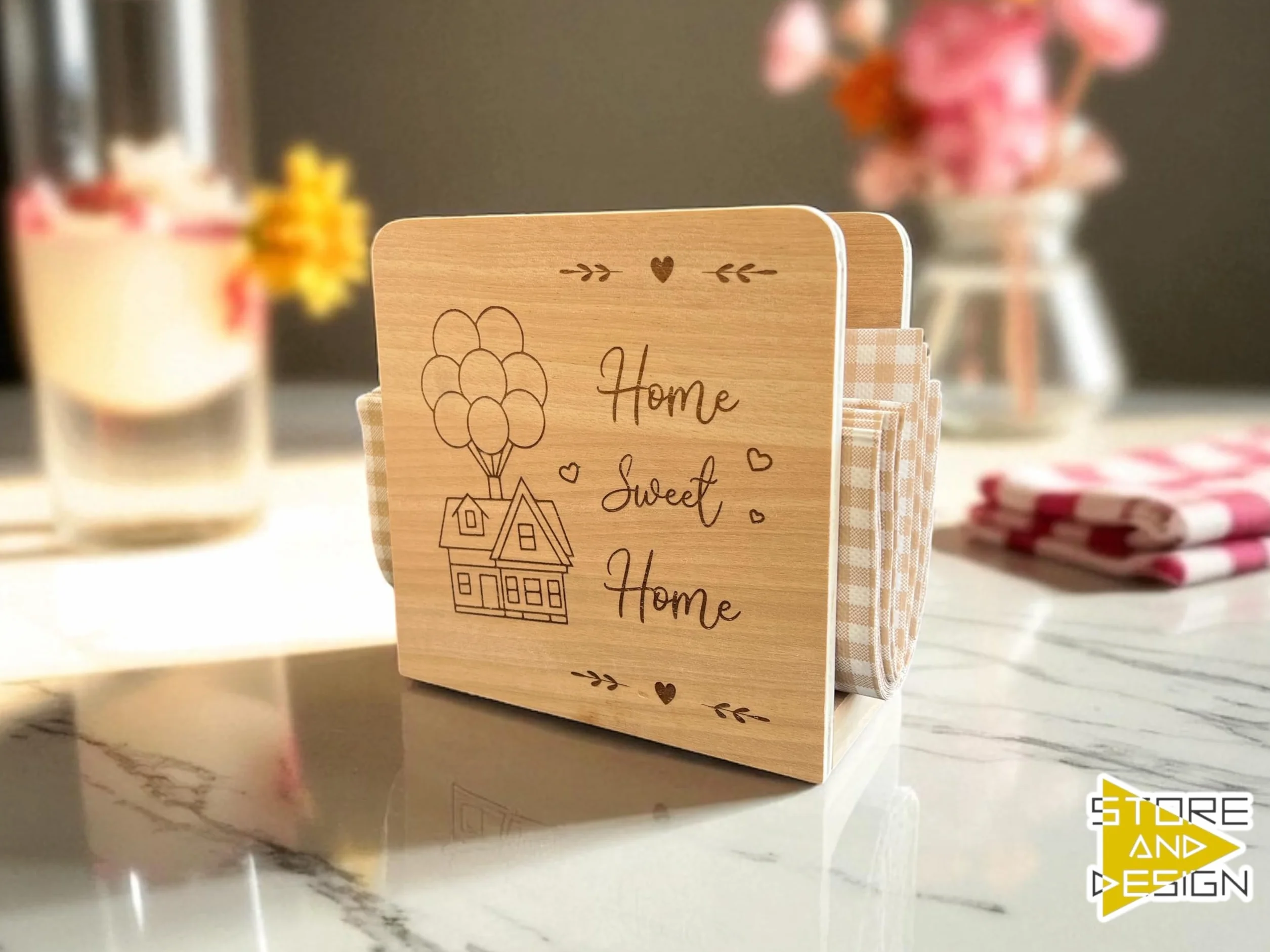 Portatovaglioli da tavola in legno design moderno Home Sweet Home idea regalo cucina nuova casa