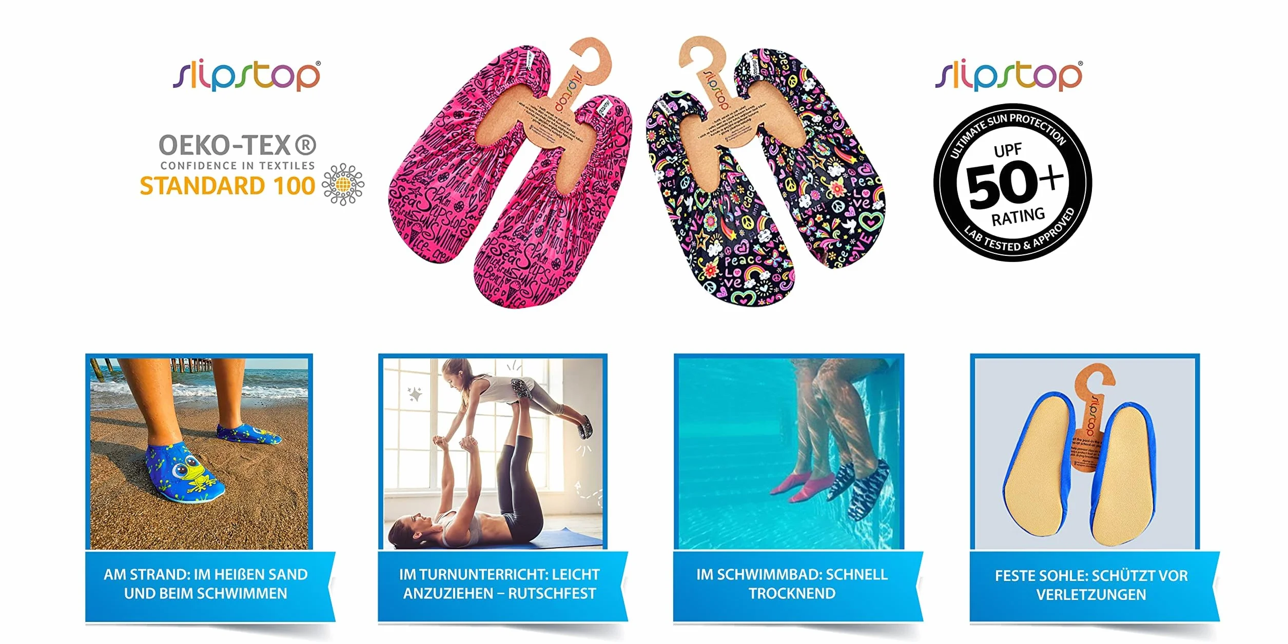 Slipstop Scarpe da Spiaggia Antiscivolo per Bambini Unisex Nuoto Bagno Piscina Yoga
