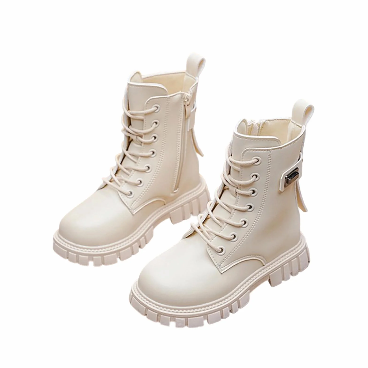 Stivaletti in Pelle per Bambine e Ragazze con Cerniera Laterale e Lacci Scarpe da Equitazione Antiscivolo Invernali