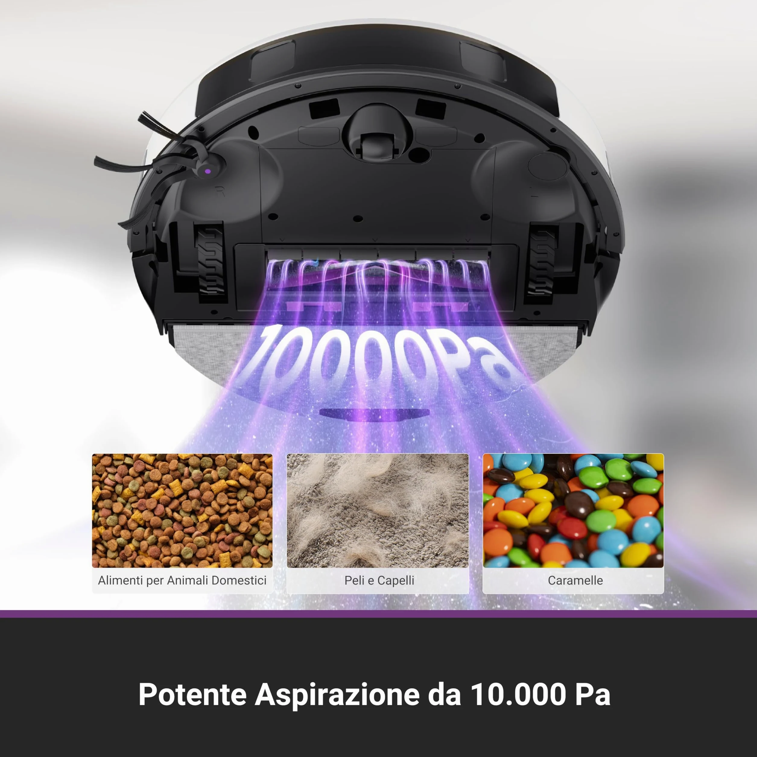 EUREKA E20 Evo Plus Robot Aspirapolvere e Lavapavimenti, 10.000Pa, Anti-Groviglio, 180min Autonomia, Mappatura LDS, Base Senza Sacchetto, Controllo Vocale