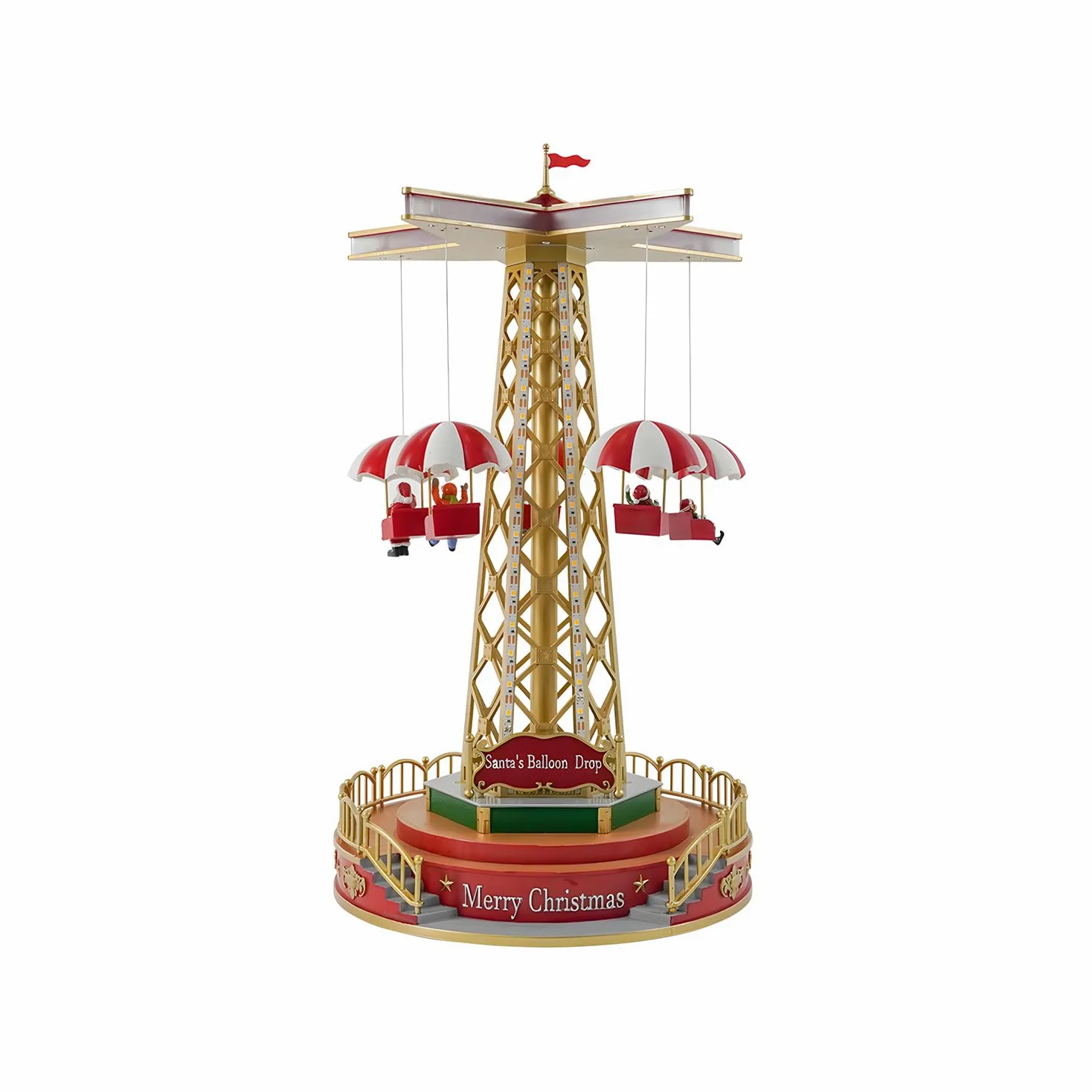 Avilia Giostra Natalizia Animata con Musica e Luci Led - Ideale per Decorare Casa o Villaggi di Natale Durante le Feste Natalizia - Dipinta a Mano è Adatta a Tutti gli Arredamenti - 44.5x24,5x24.5cm
