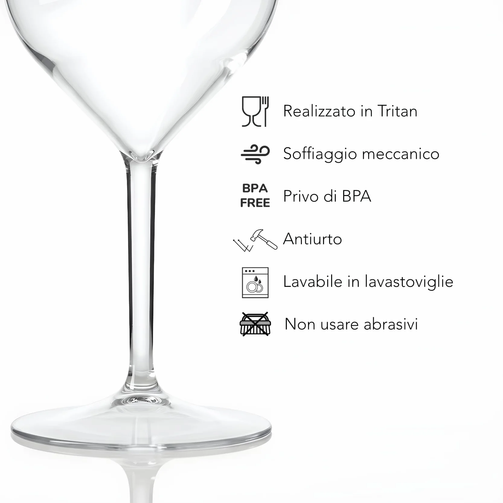 Set 6 Calici in Plastica 51cl Lavabili in Lavastoviglie Infrangibili