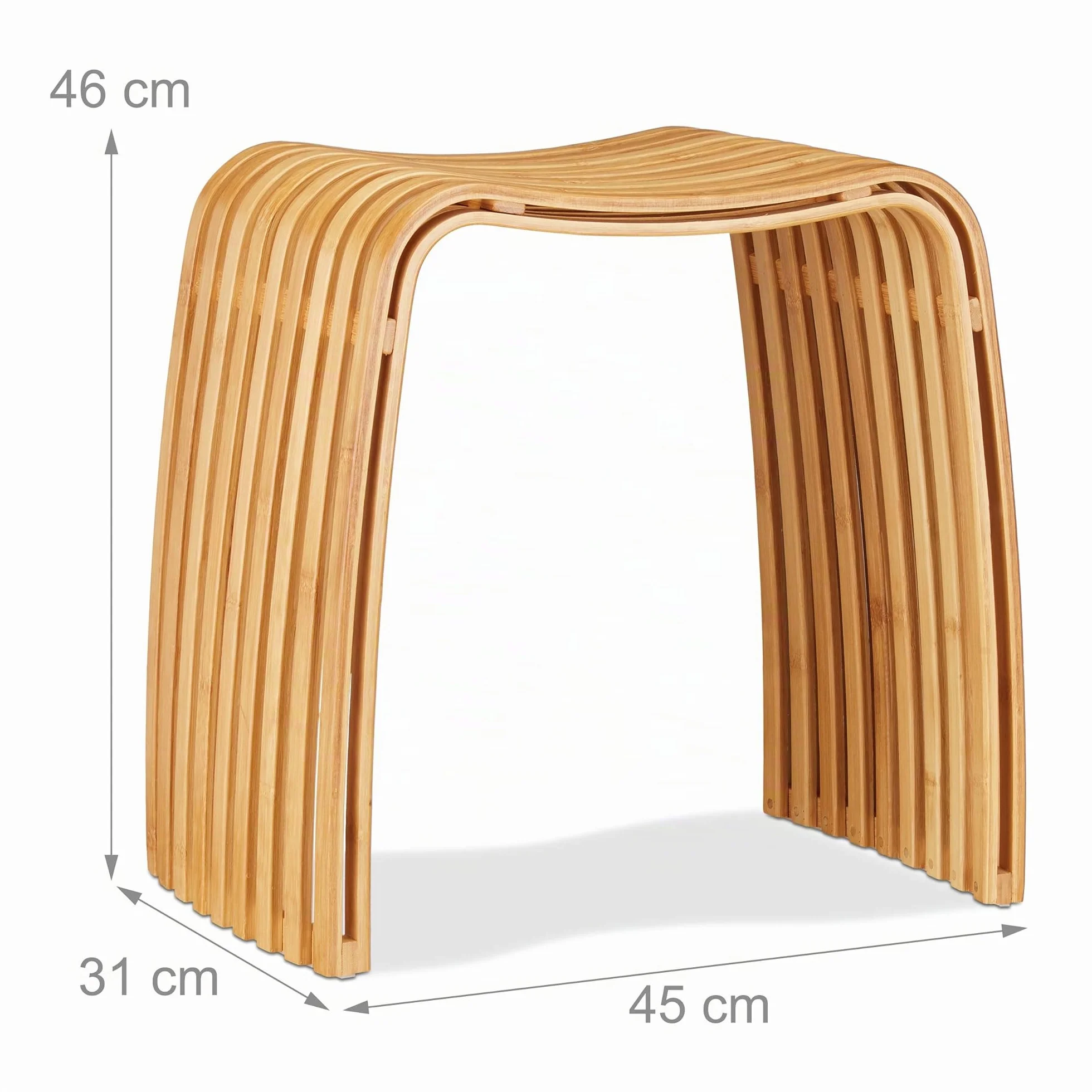 Relaxdays Sgabello da ingresso in bambù elegante pouf di legno design scandinavo sediolina per guardaroba beige