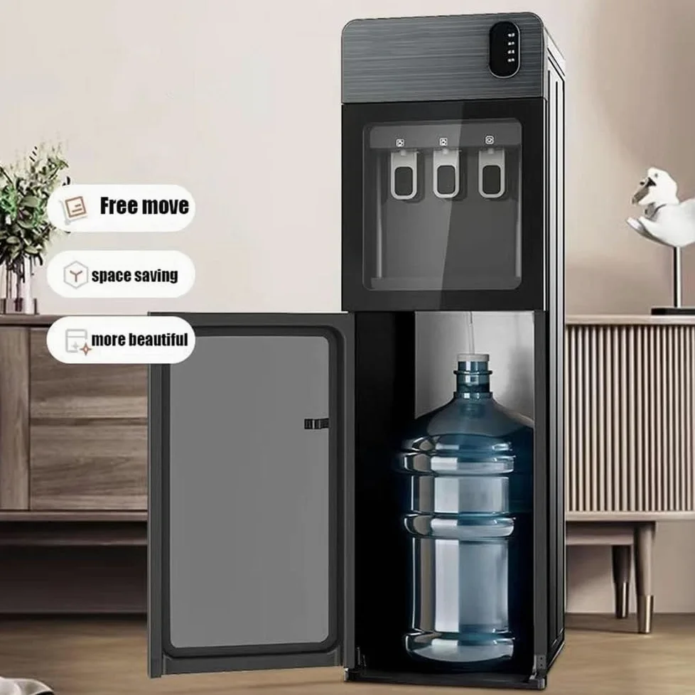 Distributore d'acqua da pavimento con caricamento dal basso, refrigeratore d'acqua in bottiglia, refrigeratore per acqua fredda, acqua calda, tre funzioni, per soggiorno, ufficio, 01, 100 cm x 30 cm x