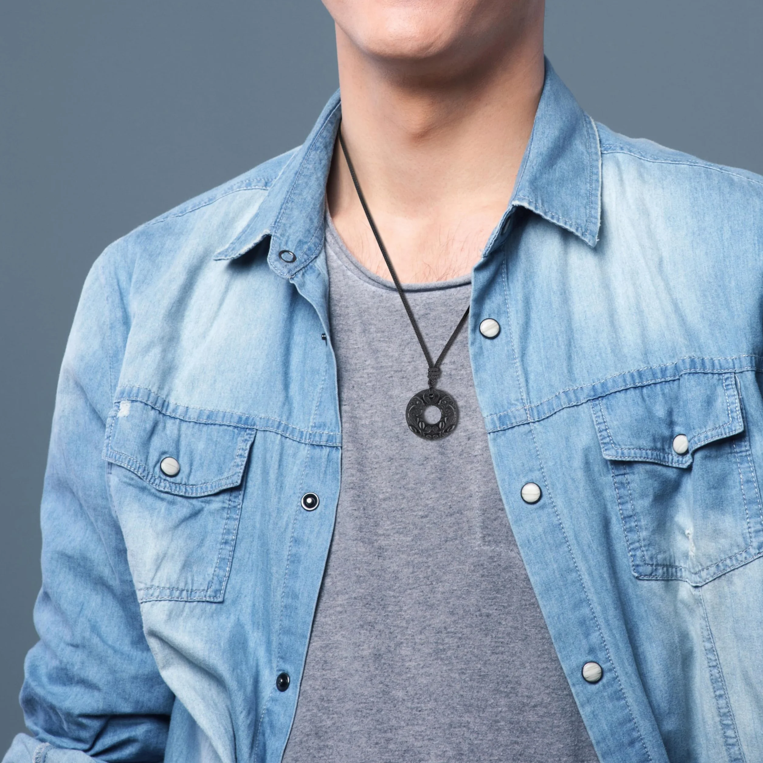 Pendente Pixiu Intarsiato in Pietre Naturali Benefiche, Collana Unisex Laccio Regolabile