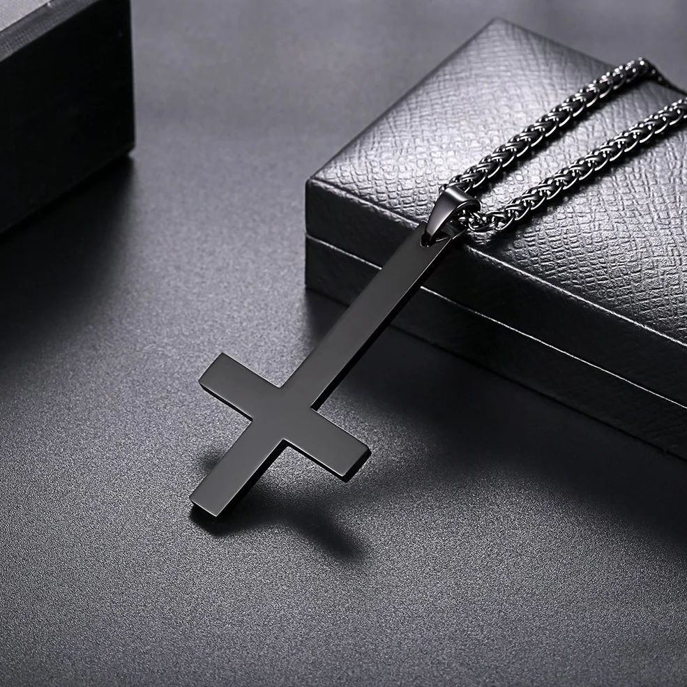 PROSTEEL Collana Pendente Croce Inversa Acciaio Inossidabile Placcato Oro 18K Catena Regolabile Hip Hop Punk Rock