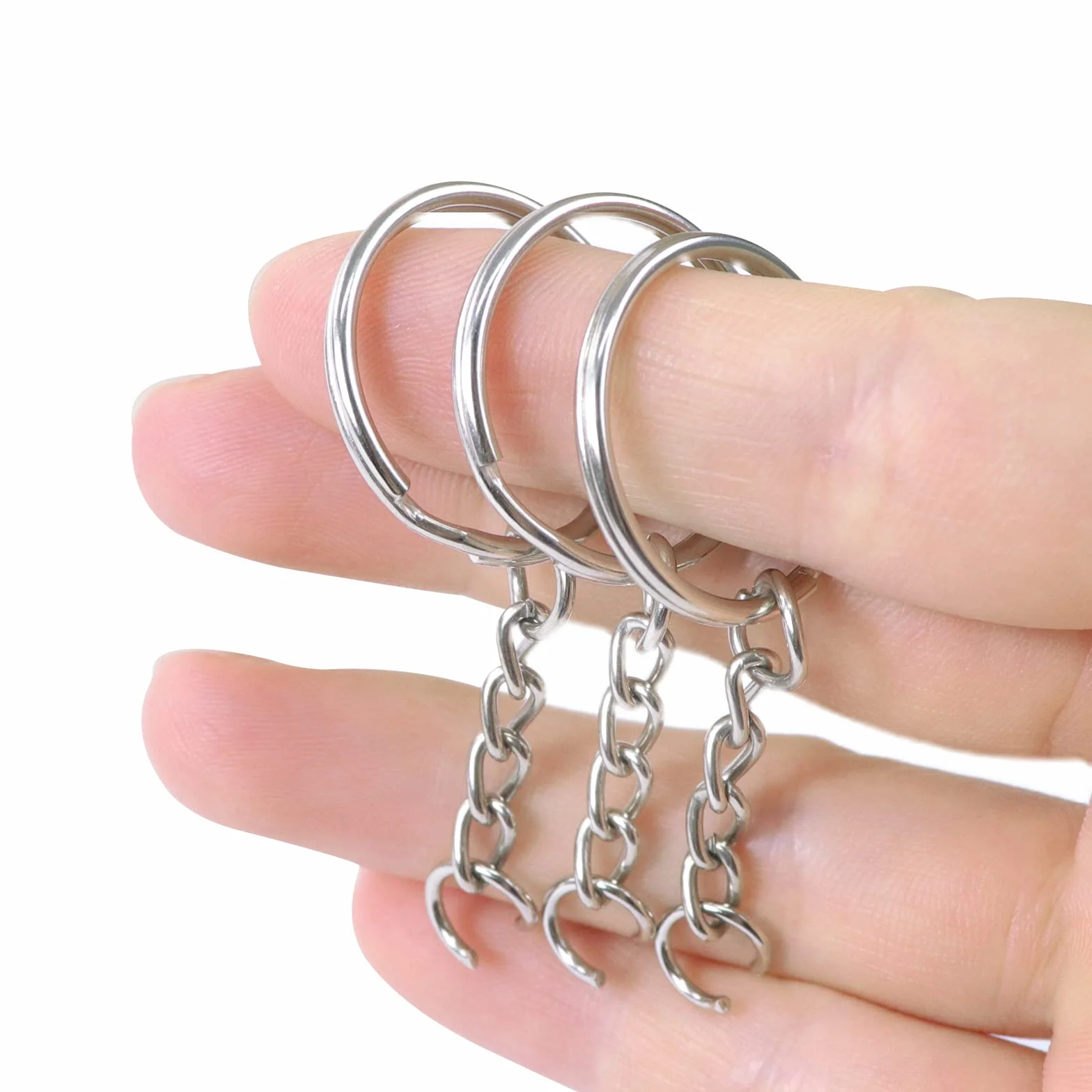 Redamancy 60 Pezzi Anelli Portachiavi, 30 Pezzi Portachiavi con Catenella e 30 Pezzi Anelli Aperti di Salto Connettori, Portachiavi da 25 mm, con Catenella Split, fai da te, Keychain