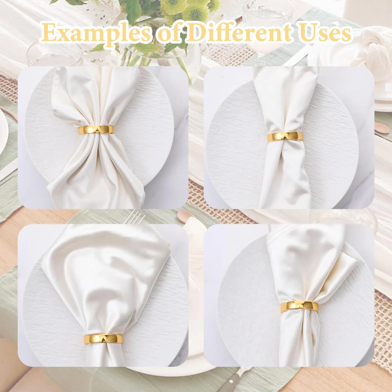 8 Pezzi Anelli Portatovaglioli Oro a Forma di D, Fibbia per Tovaglioli per Tavola da Pranzo, Accessori Decorazione per Matrimonio Banchetto Natale e Cena
