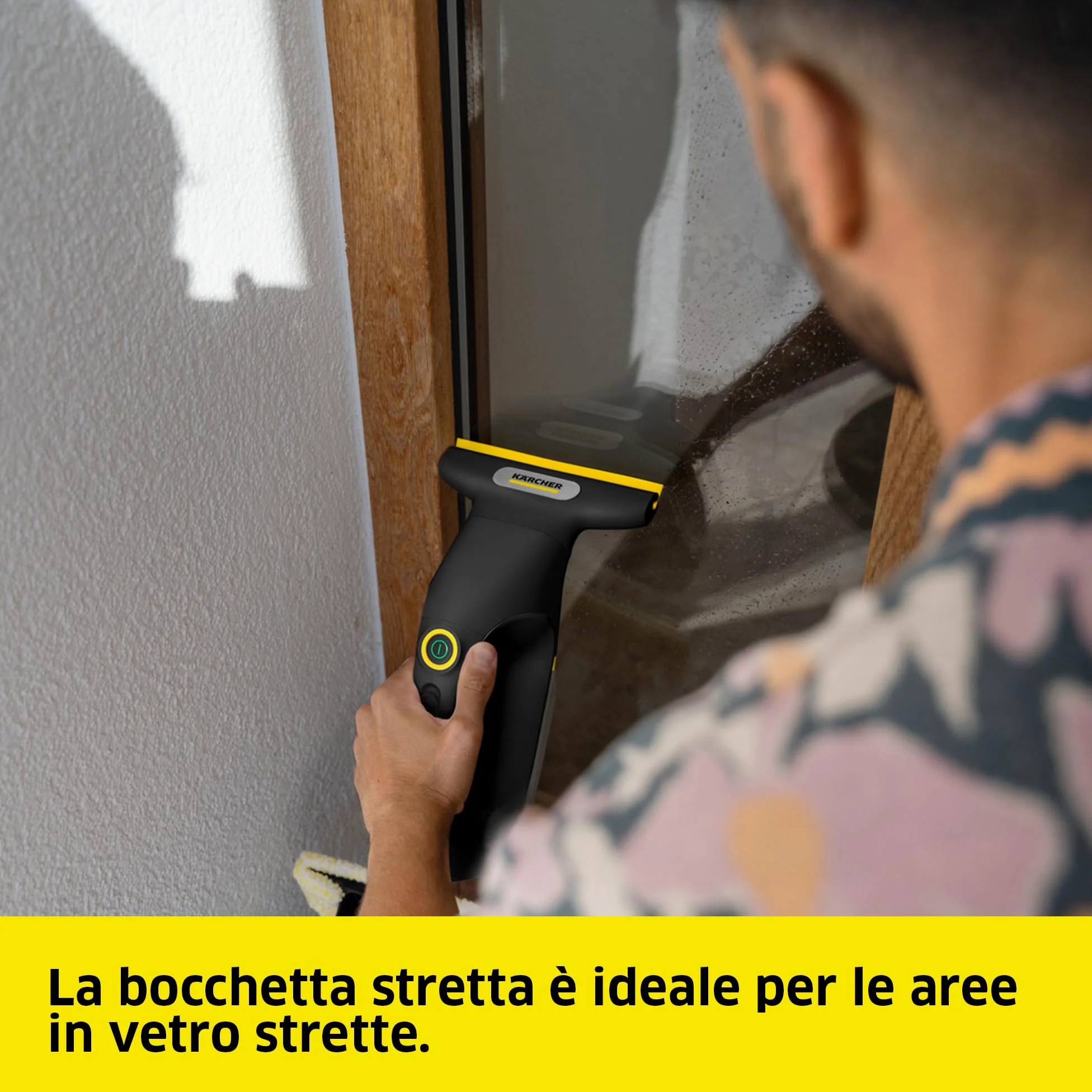 KÄRCHER lavavetri a batteria WV 3 Comfort Precision+ Black, autonomia: 35 min, serbatoio XXL: 200 ml, 2 labbra di aspirazione, flacone spray, gancio per doccia, 500 ml detergente per vetri