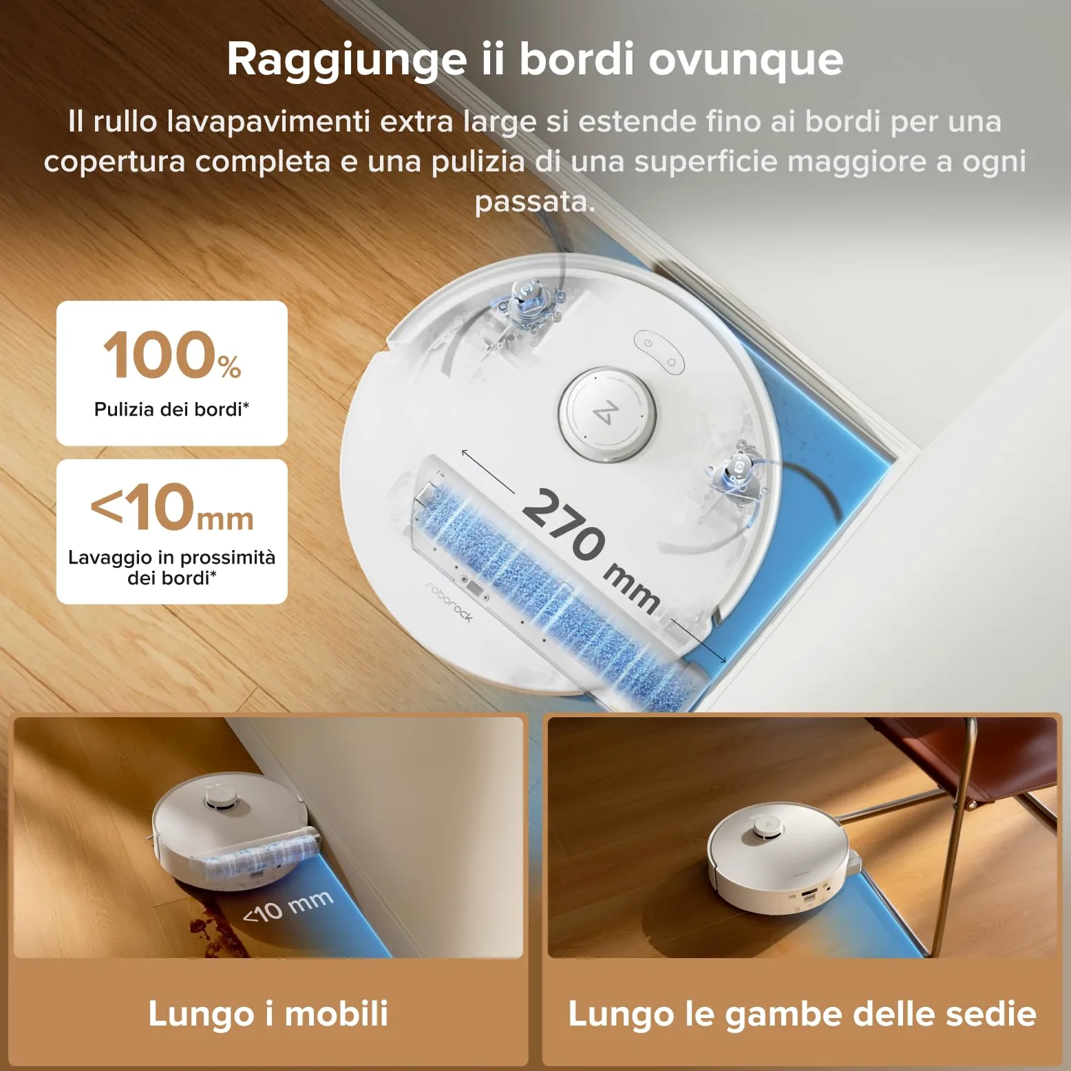 roborock Qrevo Curv 2 Flow Robot Aspirapolvere Lavapavimenti, 270mm Autopulizia Rullo, 20.000Pa, Protezione Rullo per Tappeti Asciutti, Stazione Multifunzionale, Videochiamata, Hello Rocky