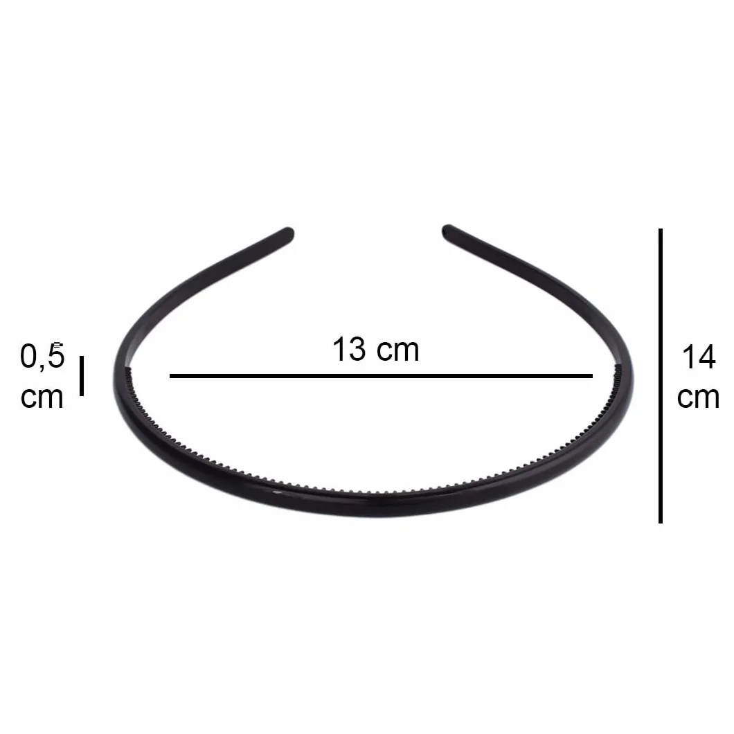 Cerchietto per capelli nero classico 0,5 cm plastica flessibile sottile