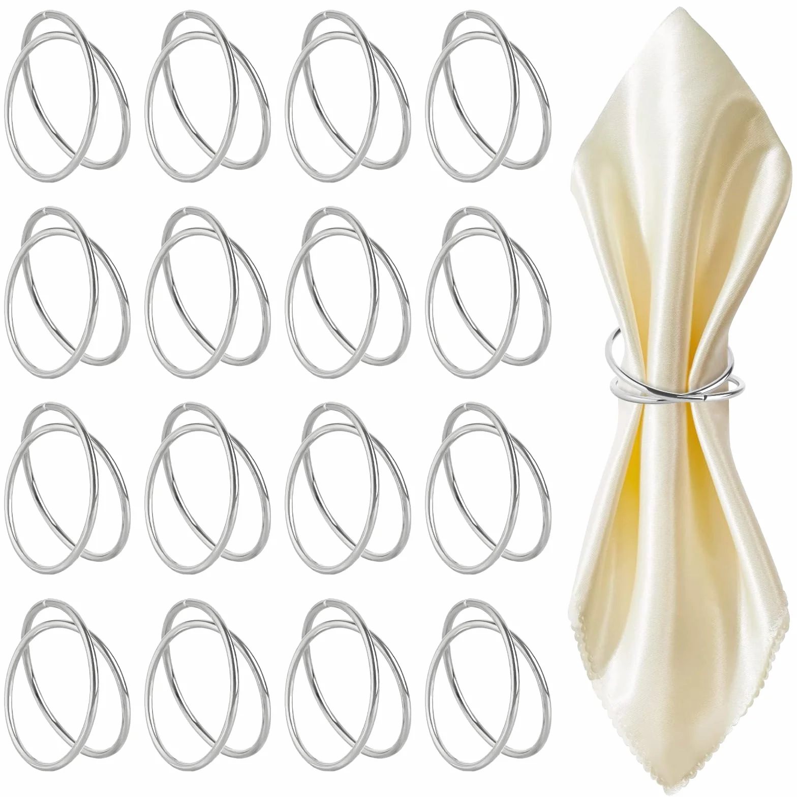 16 Pezzi Anelli Portatovaglioli D'argento, Anello Portatovagliolo a Spirale, Anelli per Tovaglioli da Tavola in Metallo, Anello per Tovagliolo Eleganti per Cena Famiglia, Matrimoni, Festival