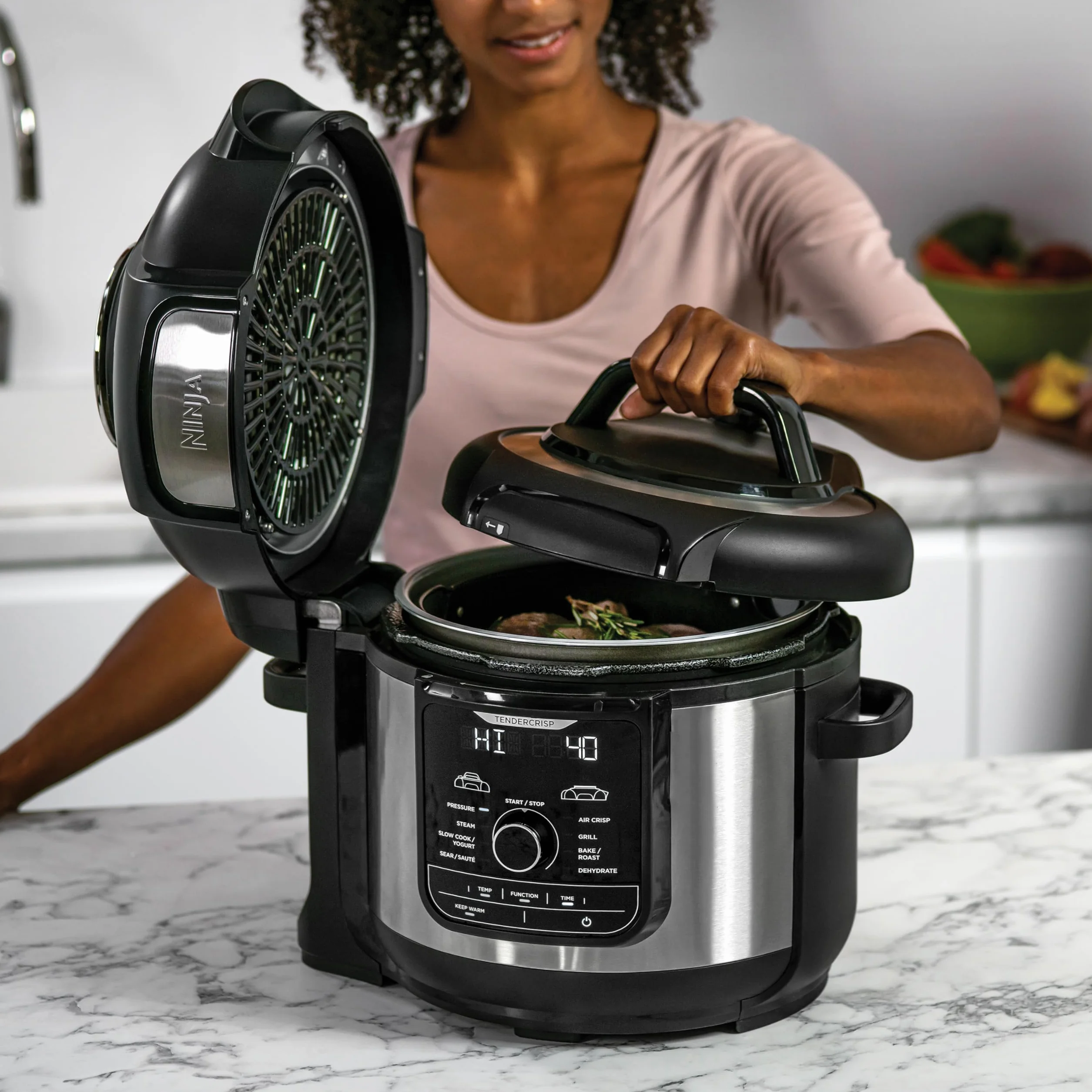 Ninja Foodi MAX Multicooker 9 in 1 7.5L OP500EU Acciaio Satinato Nero