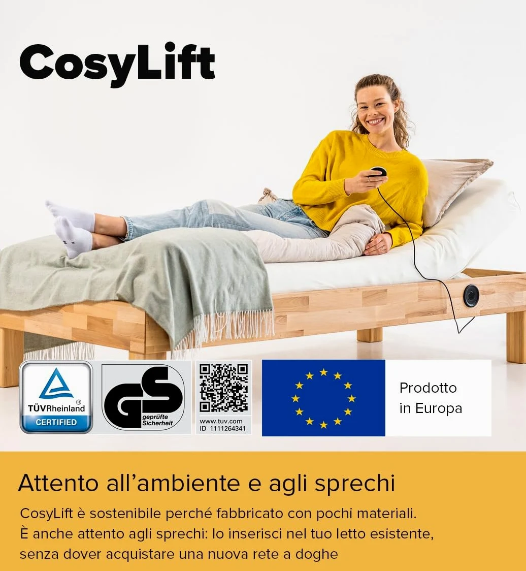 CosyLift rete a doghe Add On – trasforma ogni letto in regolabile elettrico – Meccanismo di sollevamento per materassi, reti e letti a molle – incluso interruttore manuale