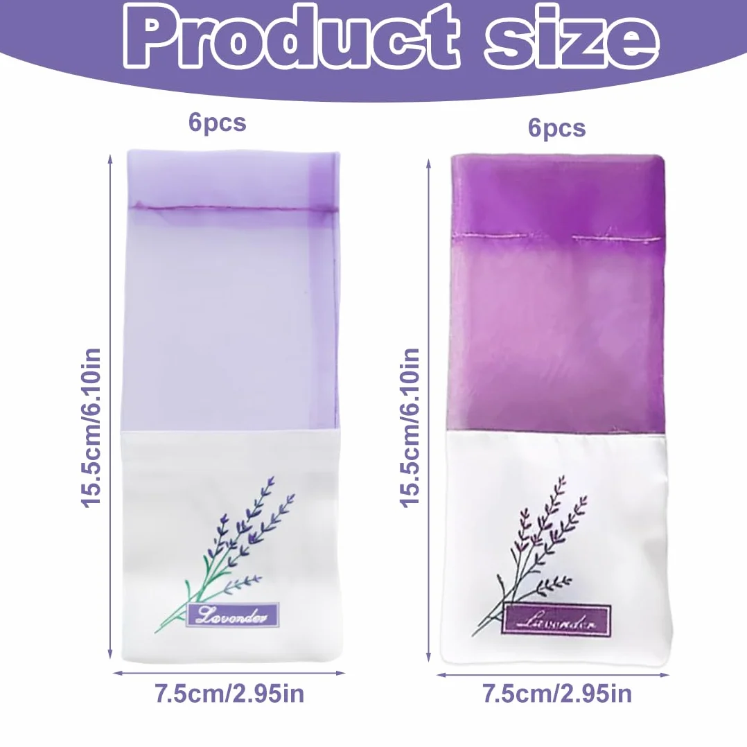 YUZNA 12 Sacchetti di Lavanda Vuoti, Lavanda Sacchetti Profumati per Armadio,Bustine di Lavanda Organza Viola,Sacchetti Organza Lavanda per Spezie Erbe Lavanda Sacchetto Cotone con Cordoncino