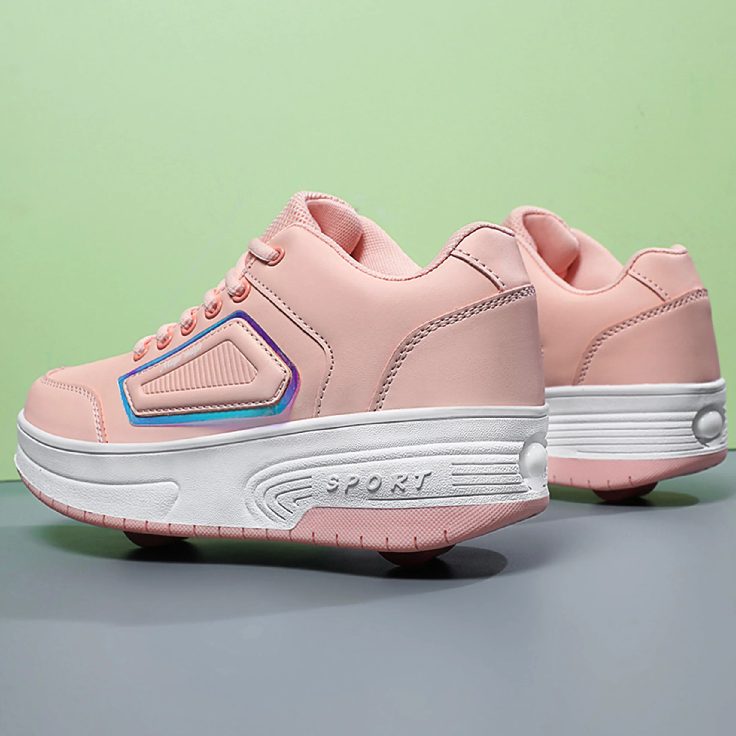 Scarpe Pattini Bambina a Due Ruote Regolabili per Skateboard