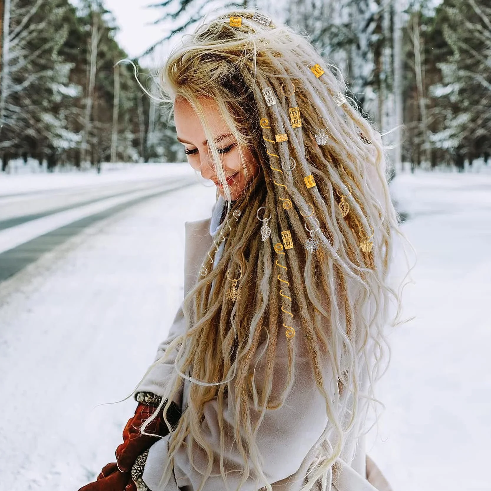 Dreadlocks gioielli vichinghi anelli per trecce oro argento regolabile metallo 180 pezzi