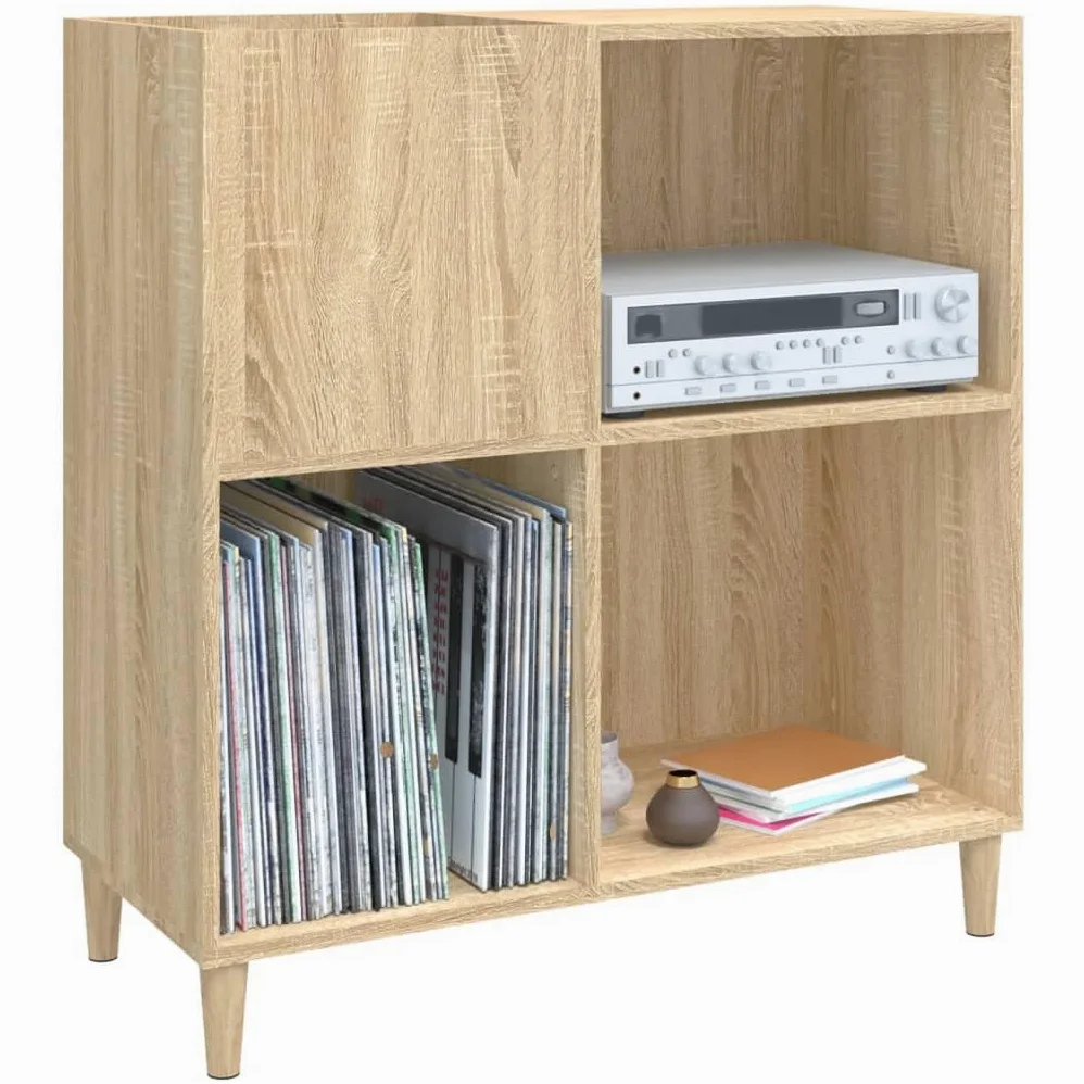 Mobile porta dischi in rovere Sonoma – Scaffale CD/Vinile, Libreria in legno, 84,5 x 38 x 89 cm, armadio multifunzione
