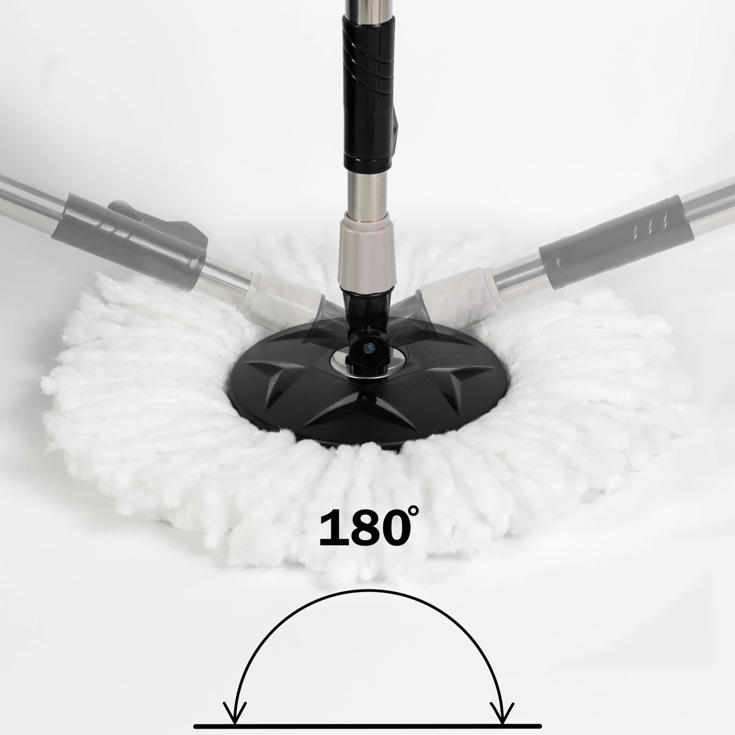 Meridiana - Spin mop Lavapavimenti Con Sistema di Strizzatura Manuale attivabile attraverso il Manico, Set per la Pulizia dei Pavimenti con Secchio e Cestello in ACCIAIO INOX, Panno 100% Microfibra