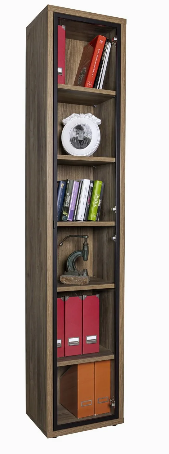 Composad | Ufficio Completo della Linea DAVINCI BRERA, Set di 8 Mobili, Libreria, Vetrina, Cassettiera, Scrivania Angolare, Mobili Ufficio, Colore Noce Brera, Made in Italy