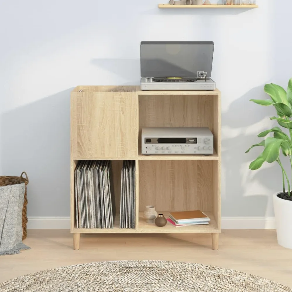 Mobile porta dischi in rovere Sonoma – Scaffale CD/Vinile, Libreria in legno, 84,5 x 38 x 89 cm, armadio multifunzione