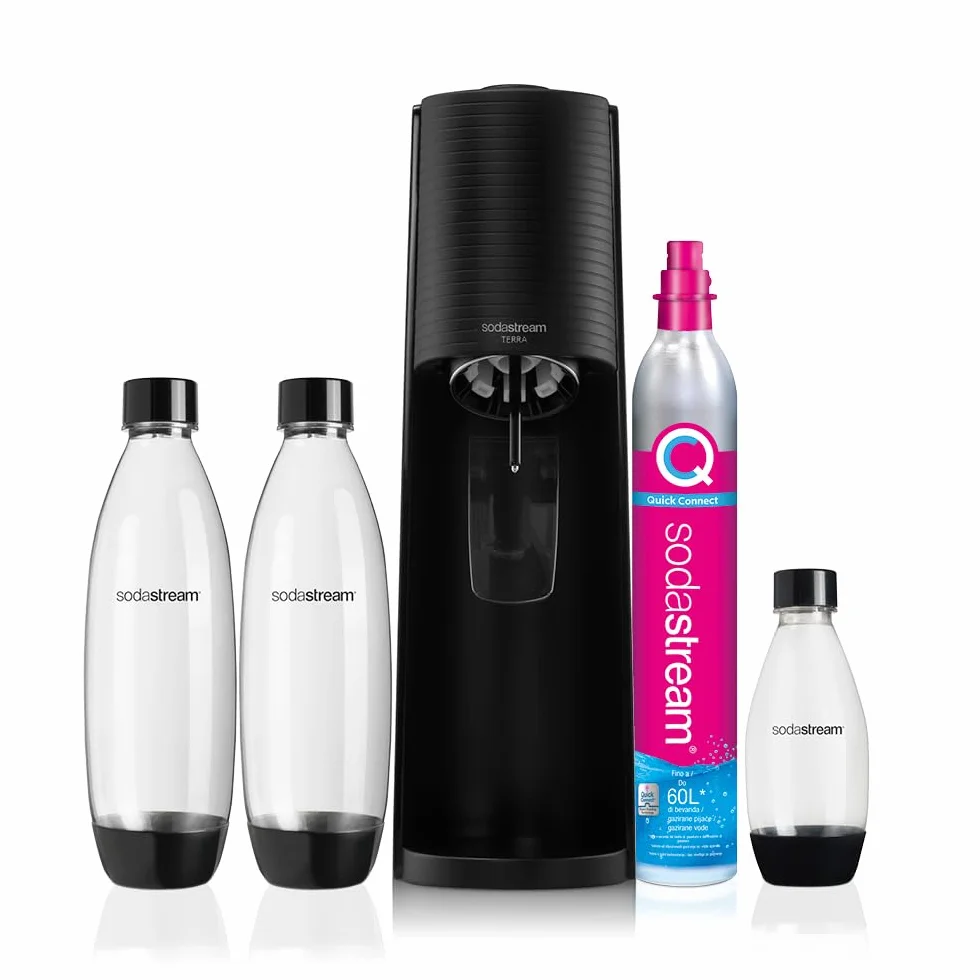 SodaStream Gazownik Terra, saturator wody gazowanej z butlami CO2, czarny, 60L