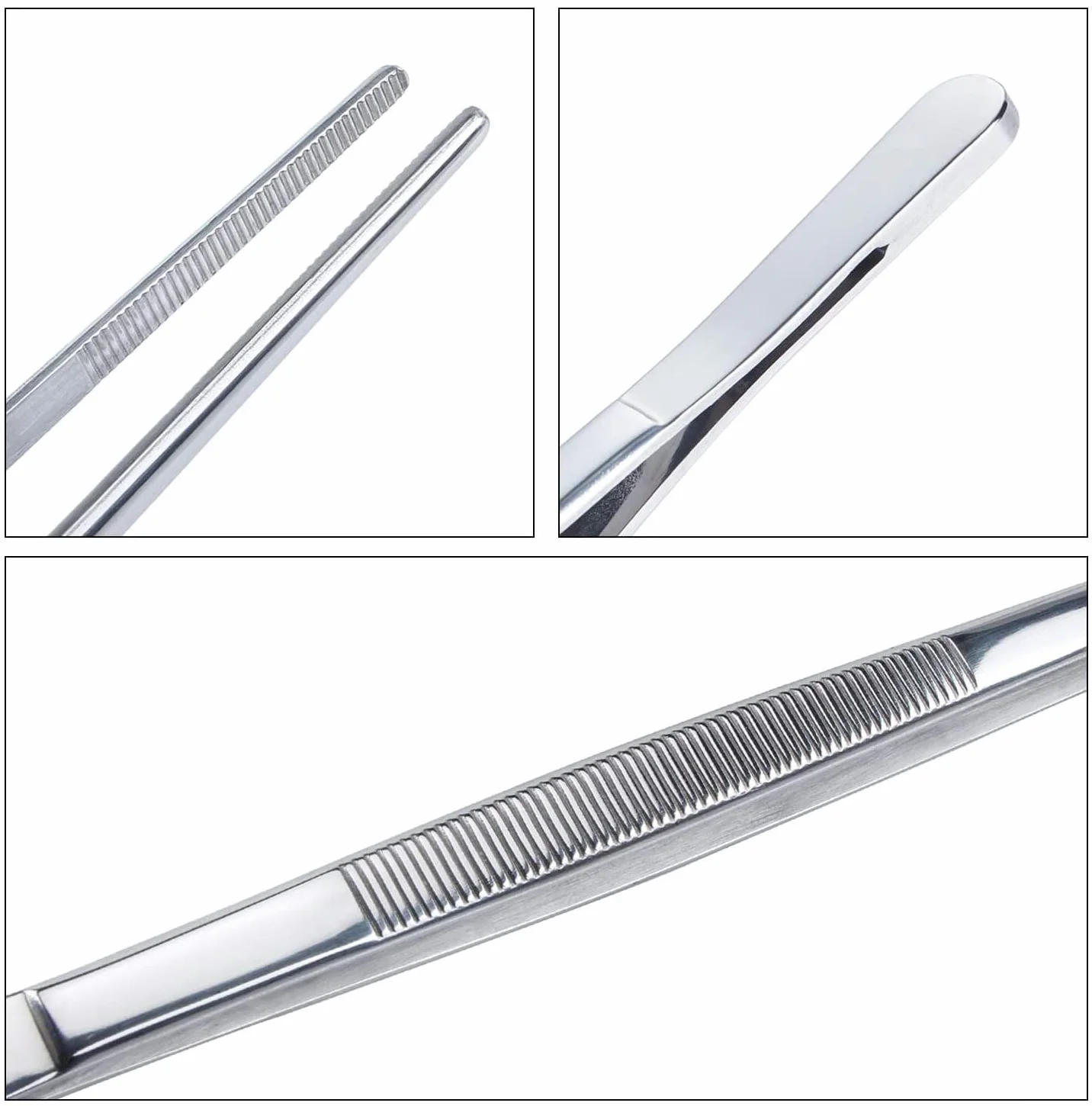 Pinze Cucina Acciaio 16-40cm, Pinza da Chef Alta Precisione, Barbecue, Bistecca, Hamburger, Pasta, Multiuso 30cm