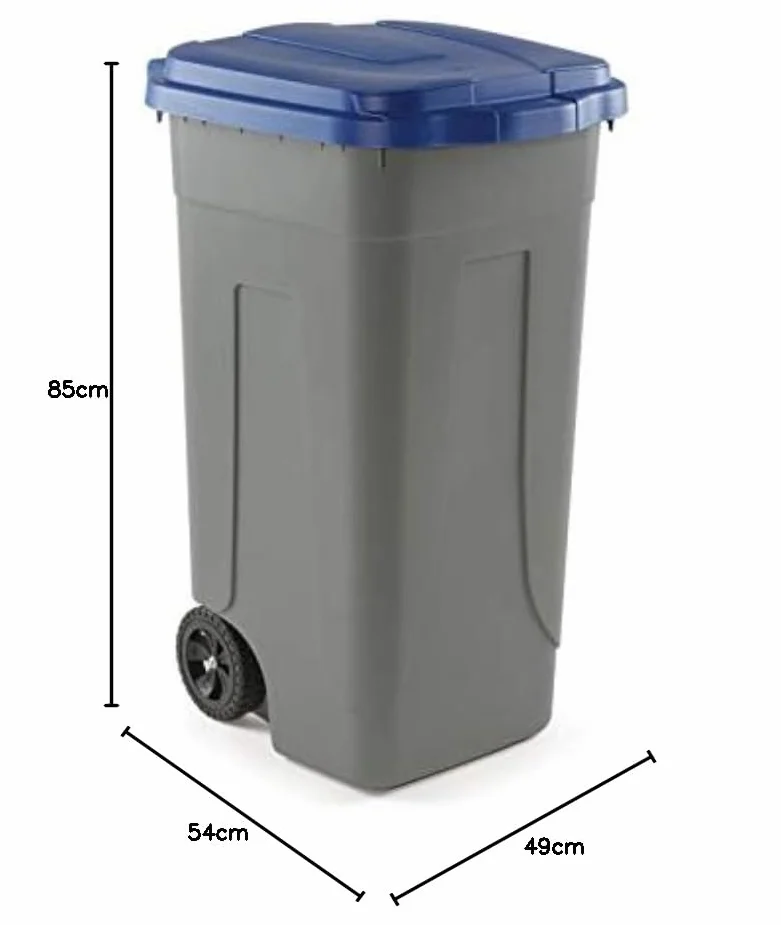 Mobil Plastic Kit 4 bidoni raccolta differenziata 100 lt. Giallo + Blu + Rosso + Verde | 4 Pattumiere con ruote incluse | Secchi Spazzatura 100 Lt | Contenitori Rifiuti