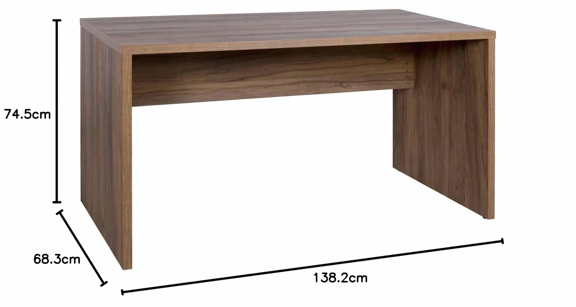 Composad | Scrivania della Linea DAVINCI BRERA con Modesty Panel, Scrivania Moderna ed Elegante, Per PC, Ufficio, Studio, (LxAxP) 138,2x74,5x68,3 cm, Colore Noce Brera, Made in Italy