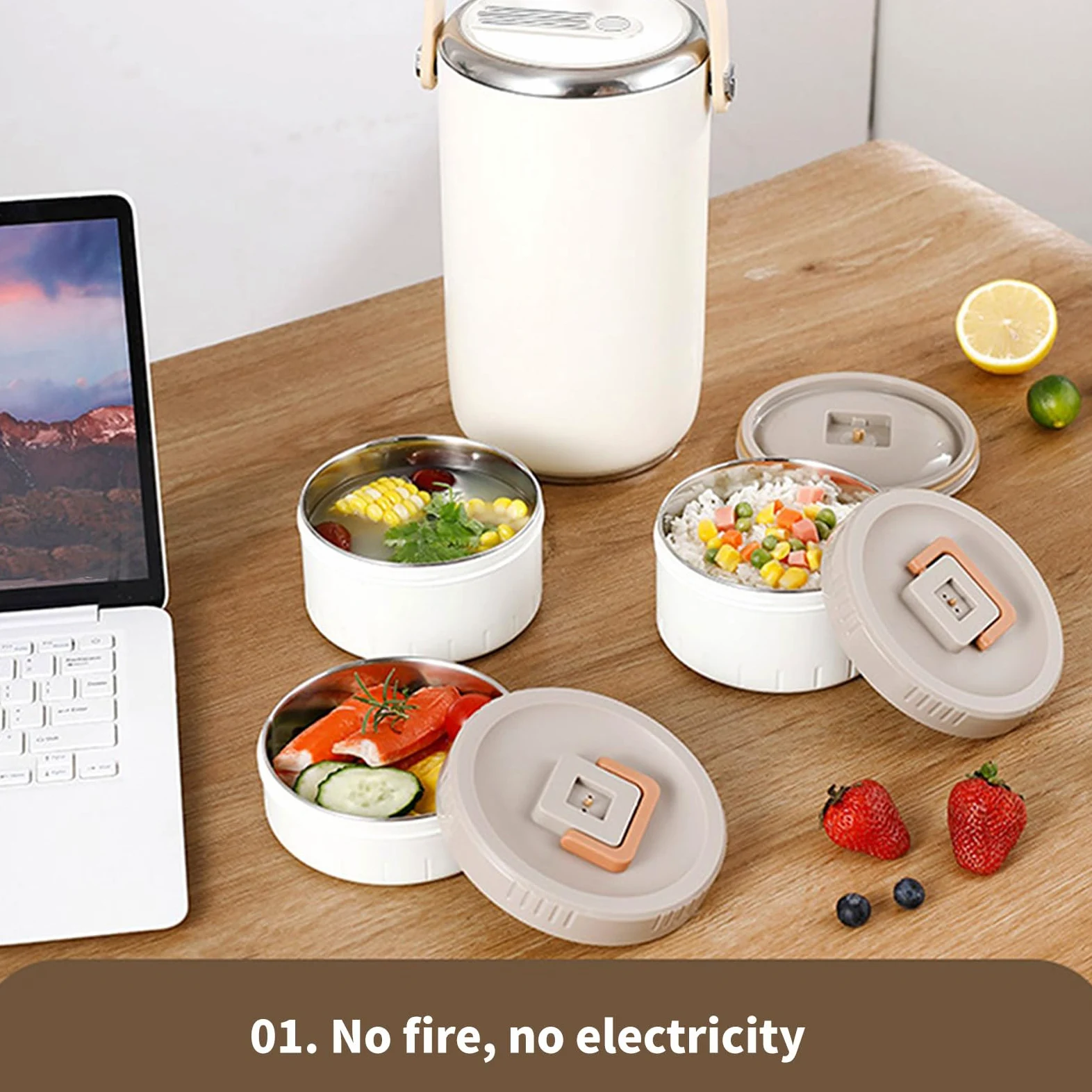 Contenitore per il pranzo isolato in acciaio antiruggine a prova di perdite con scomparti multipli trasportatori termici per pasti caldi Ufficio Viaggi Contenitore termico per pranzo a prova