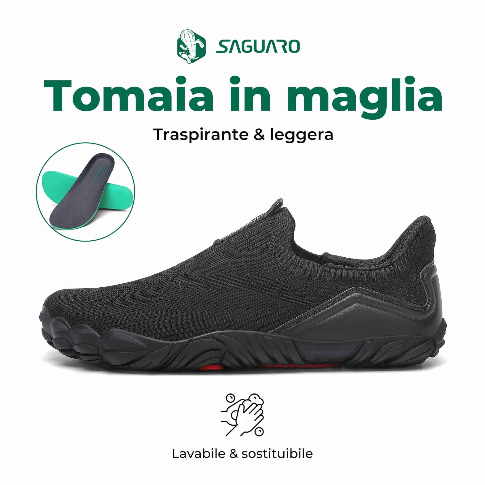 Saguaro Unisex Scarpe Barefoot a Cinque Dita Slip On Adatte per Fitness e attività Outdoor Gr.36-48