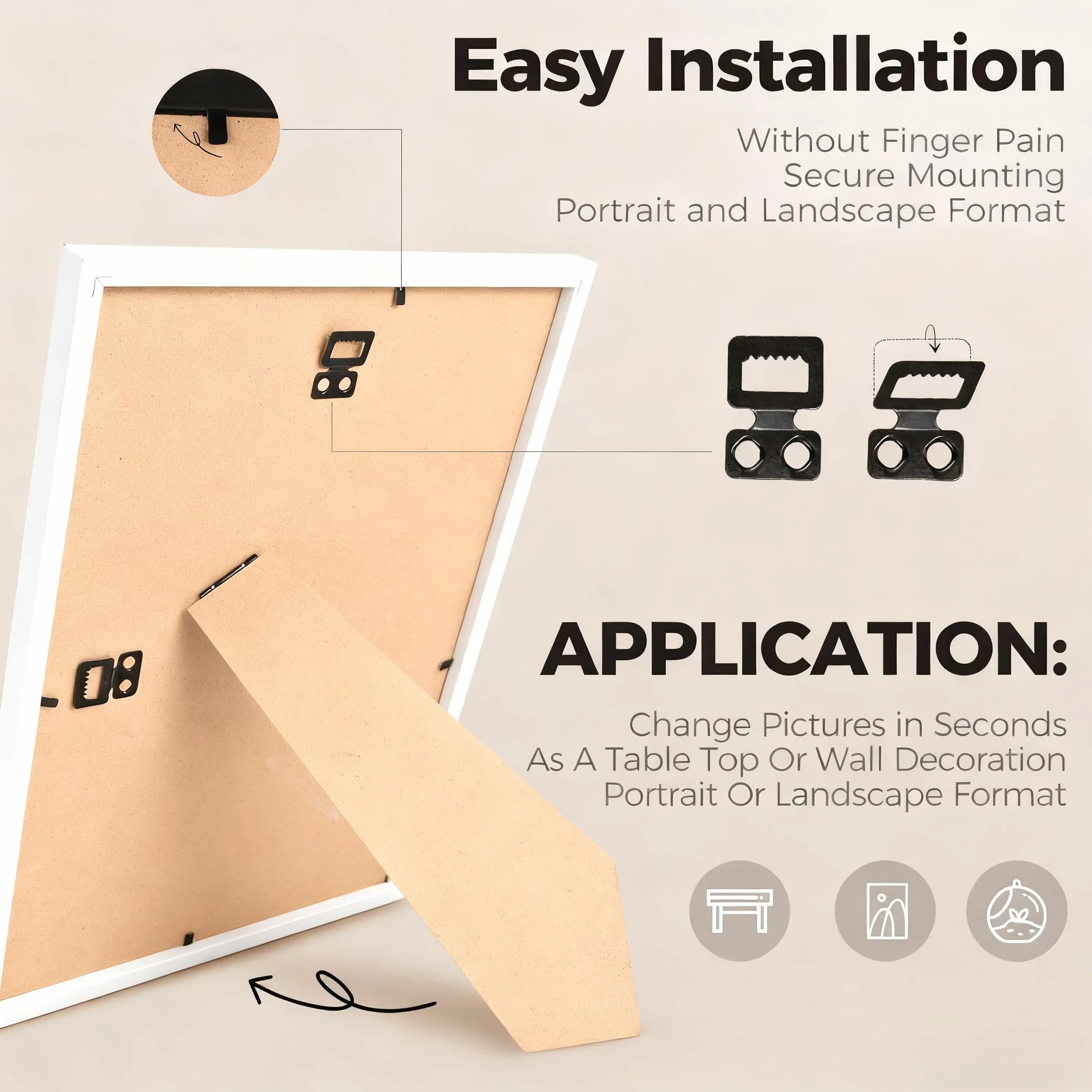 Cornice portafoto A4 21x29,7 cm DIN A4 vetro acrilico legno bianco parete orizzontale verticale