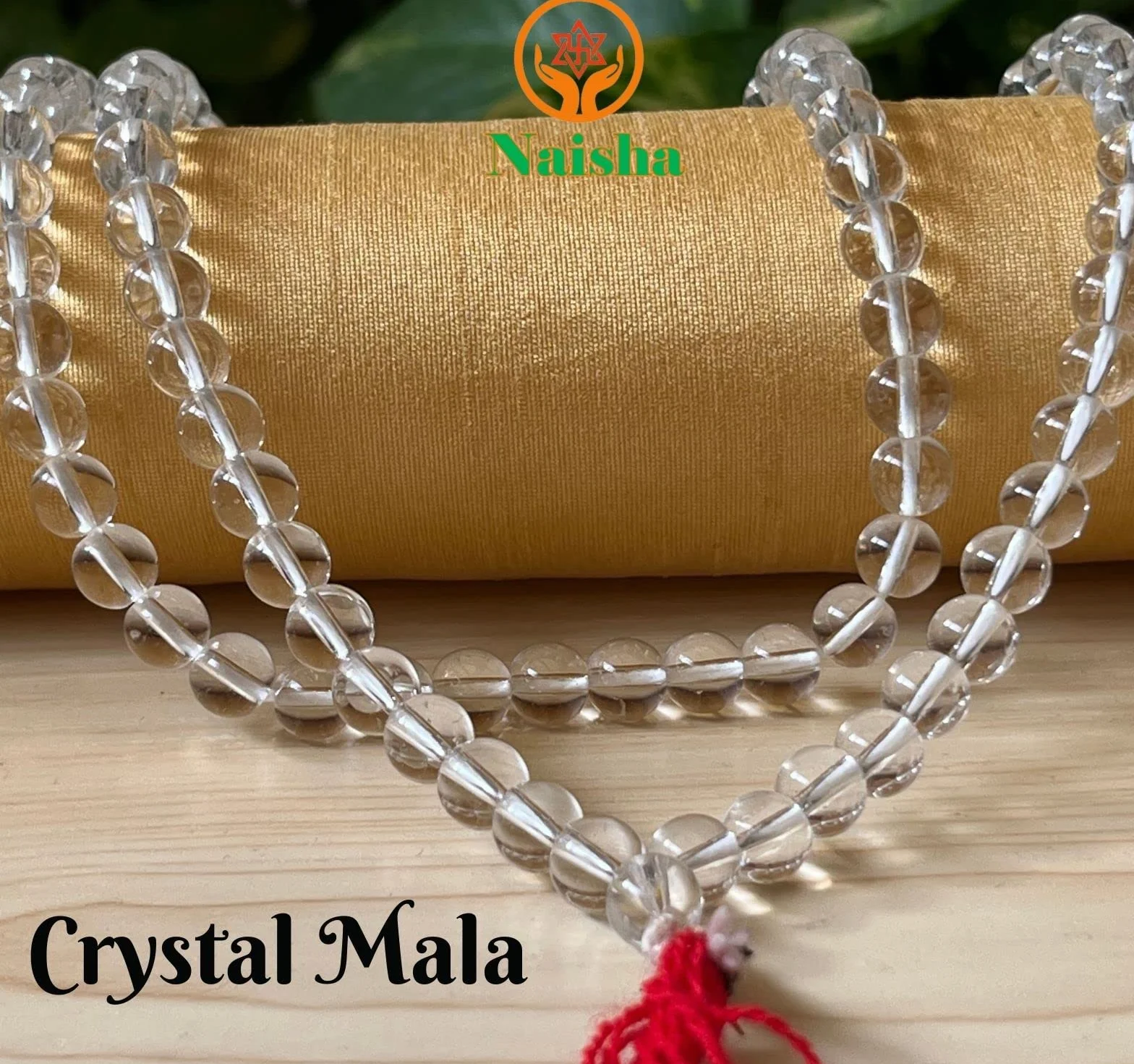 Naisha Confezione da 4 perline Tulsi Japa Mala, Kamal Gatta Mala (semi di loto), originali Vaijanti Mala e cristallo di agata Sphatik, 108+1 perline bianche