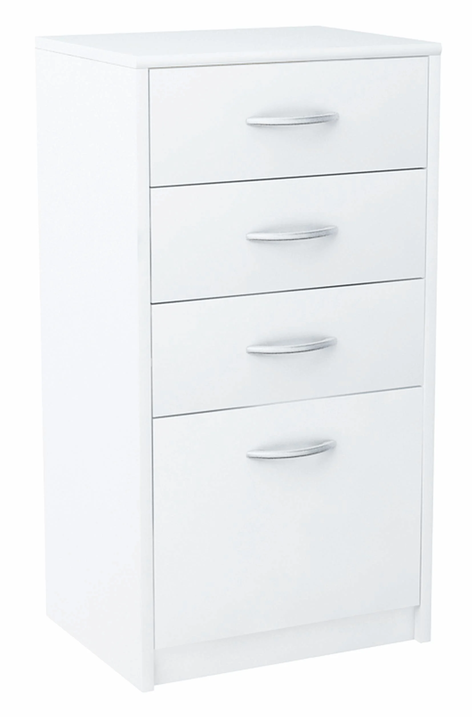 MATKAM Cassettiera quattro cassetti H L P 85 x 45 x 35 cm, maniglie in metallo satinato Cassetto L P 32 x 33 cm, guide in metallo (bianco)