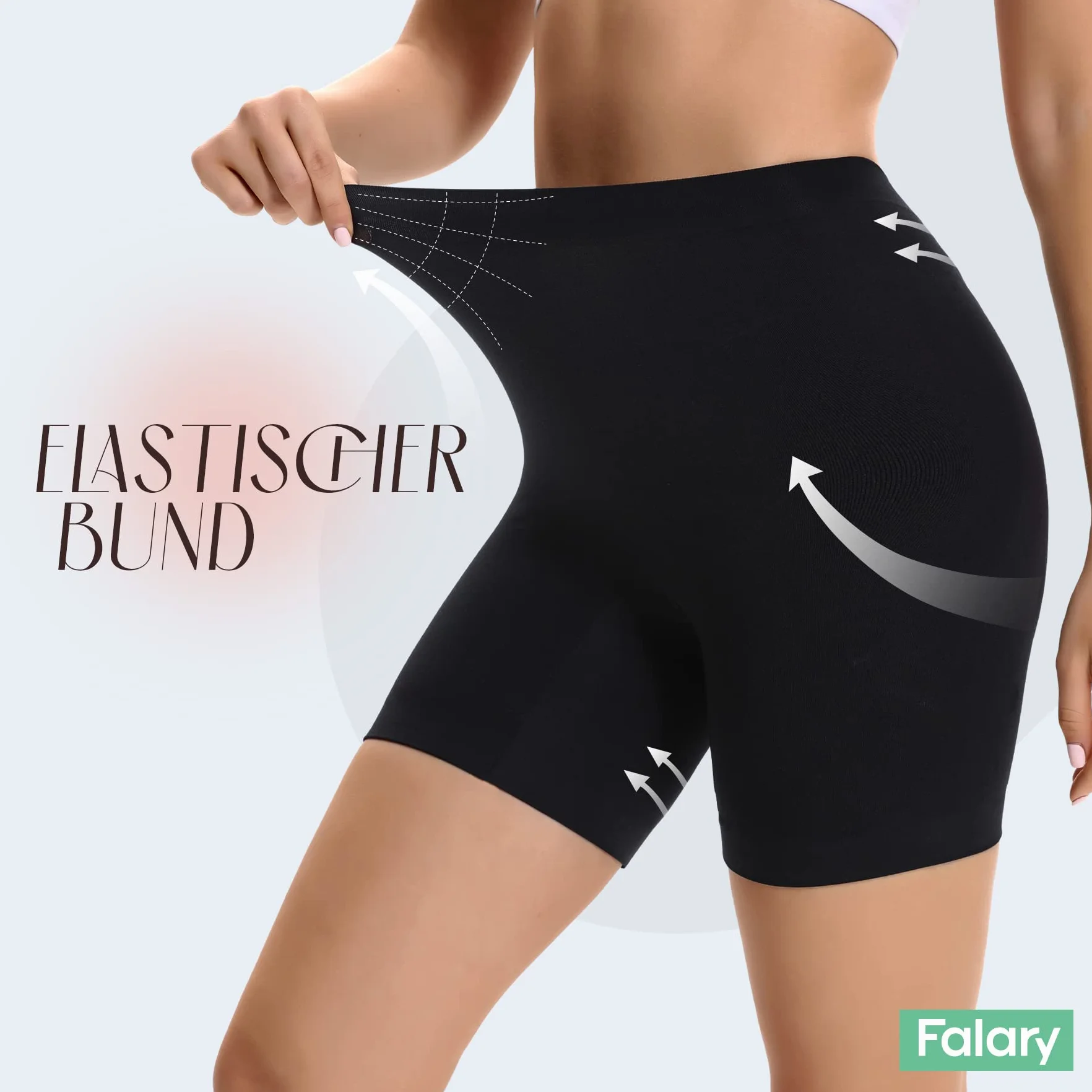 FALARY Pantaloncini Sottogonna Donna Boxer Leggings Corti Mutande Vita Alta Antisfregamento 3 Pezzi Nero Bianco Beige