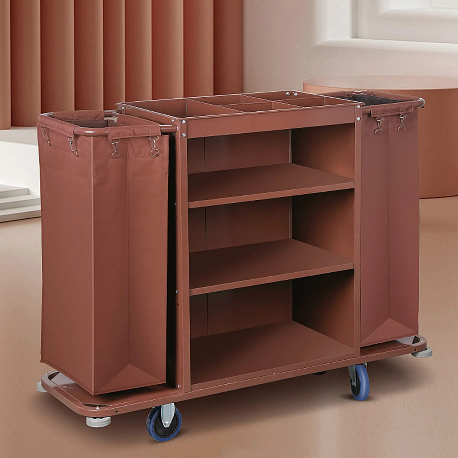 EXELNT Carrello della Biancheria Dell'Hotel, Carrello di Lavoro per La Pulizia del Carrello delle Pulizie Multifunzione, Carrello per Hotel in Acciaio Inossidabile per La Casa, Hotel