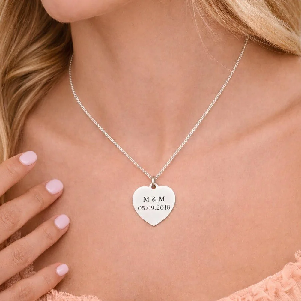 Collana Donna Acciaio Inossidabile Cuore Personalizzato Foto Incisione Regalo Coppia Anniversario