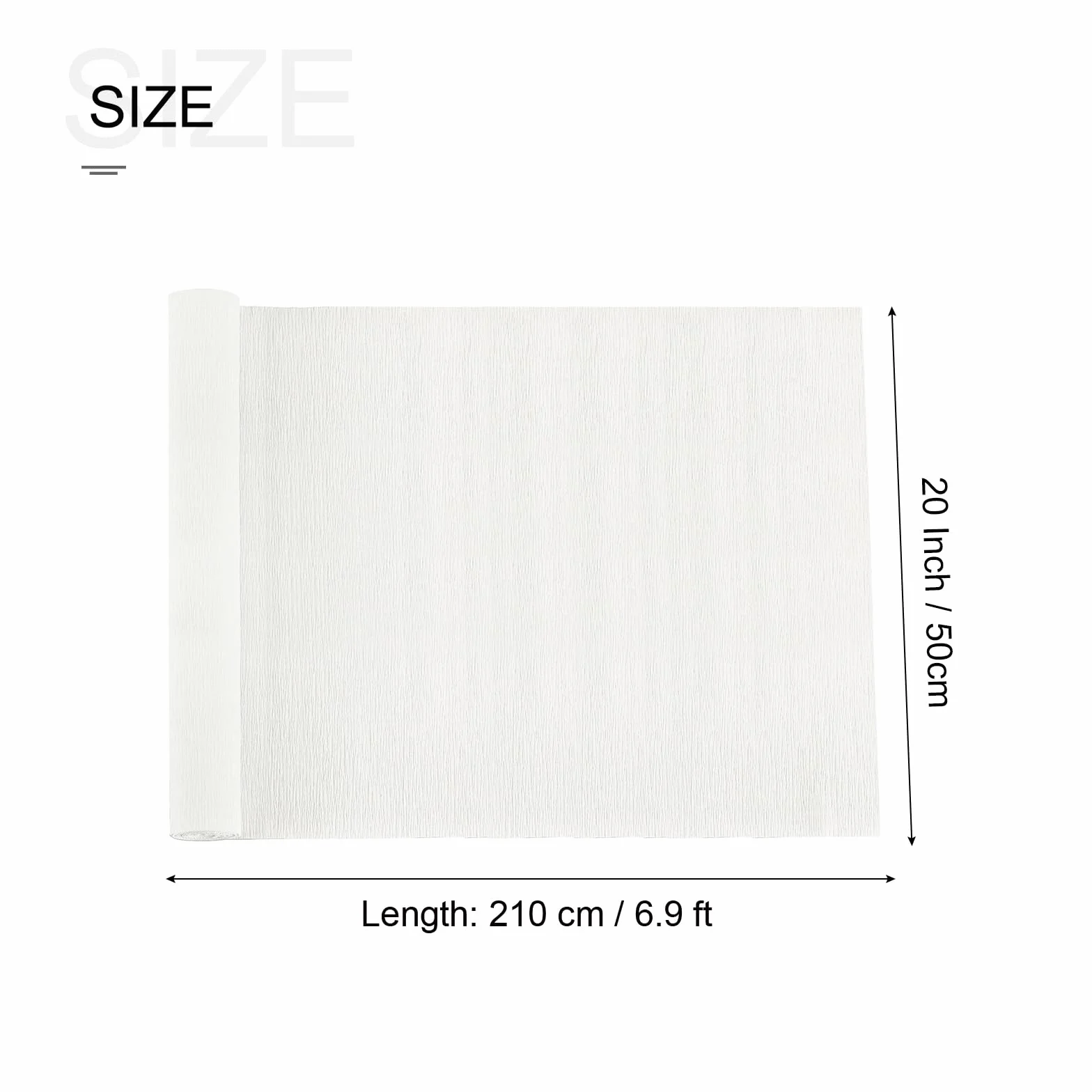 Carta Crespa Bianco 210cm x 50cm Rotolo per Decorazione Feste Nozze