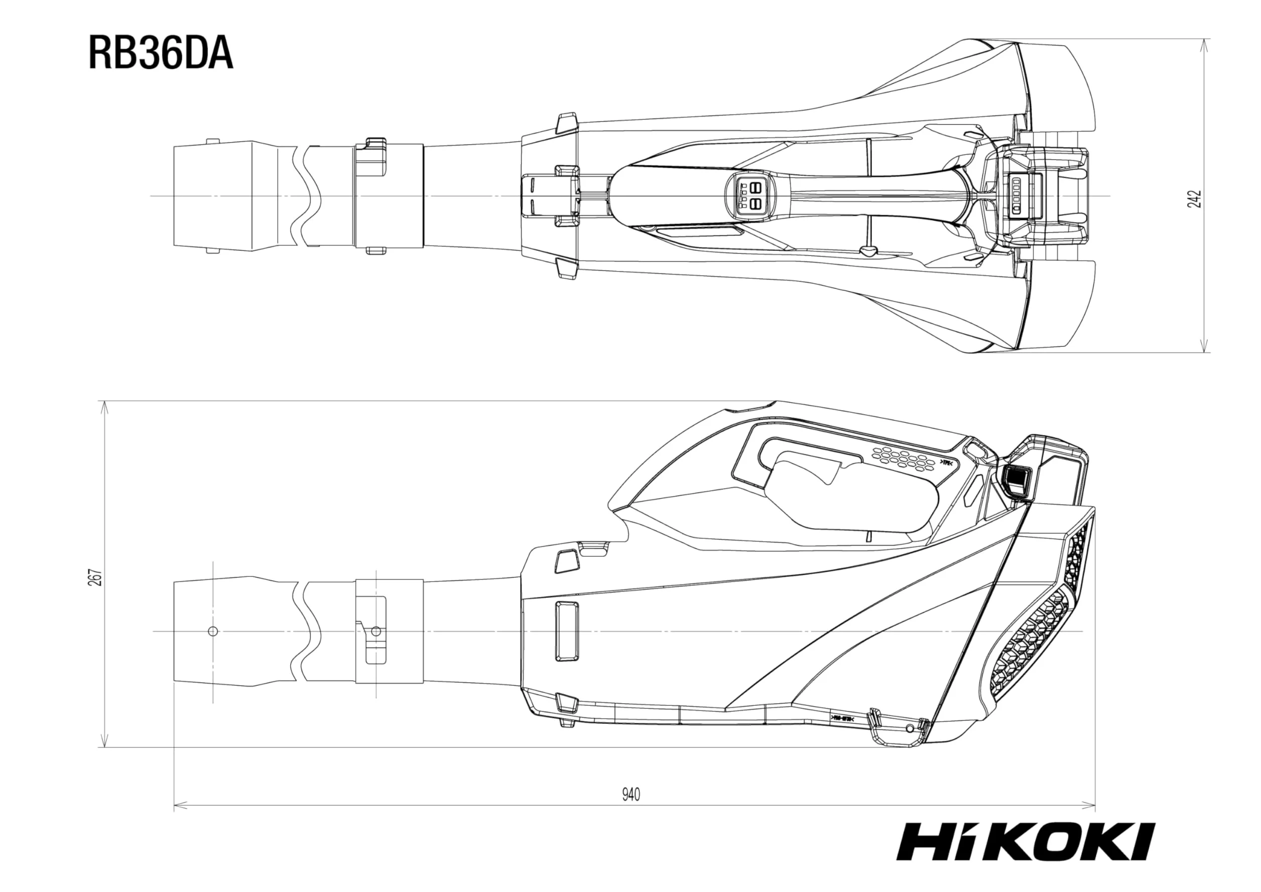 HiKOKI Soffiatore a Batteria - 36V, 11,3 m³/min - Brushless, 4 Livelli di Soffiaggio, Modalità Turbo, Leggero, Silenzioso - Senza Batteria e Caricabatterie