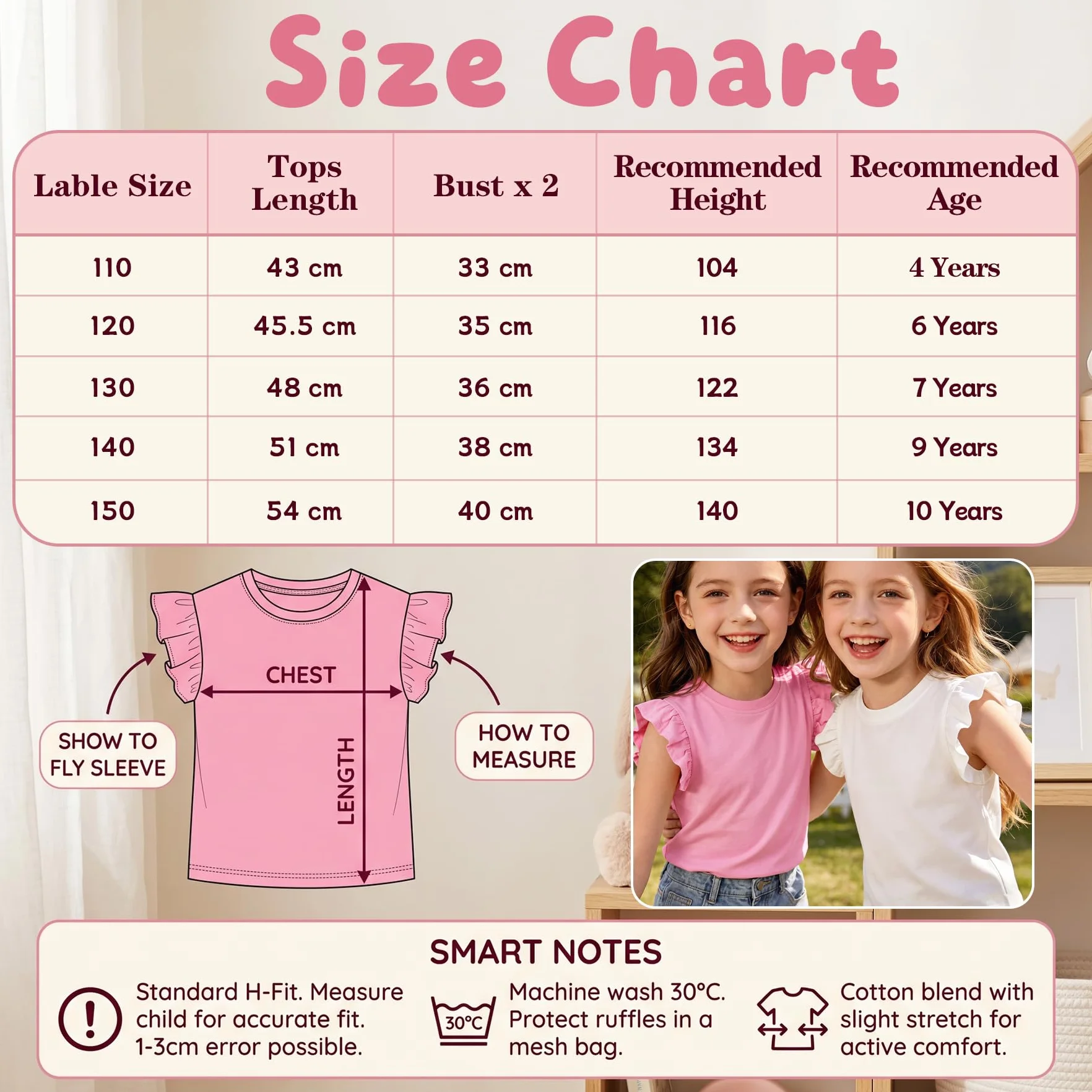 T-Shirt Bambina Ragazze Set di 2 Cotone Manica Farfalla Maglietta Collo Rotondo Top Morbido Casual Unicolore Tee Scuola Parco Estate Abbigliamento per Ragazza Bambine 4-10 Anni