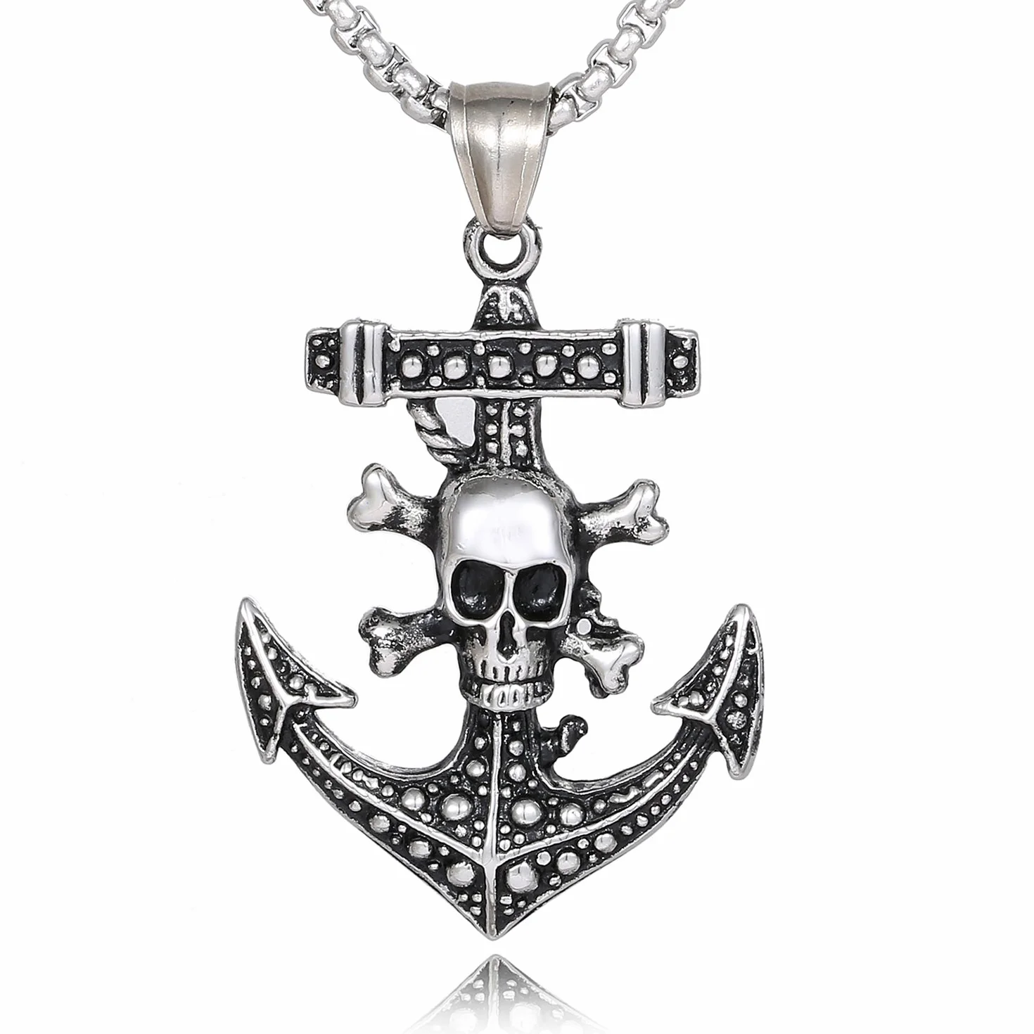 Collana uomo acciaio inox DonDon 52 cm ciondolo pirata