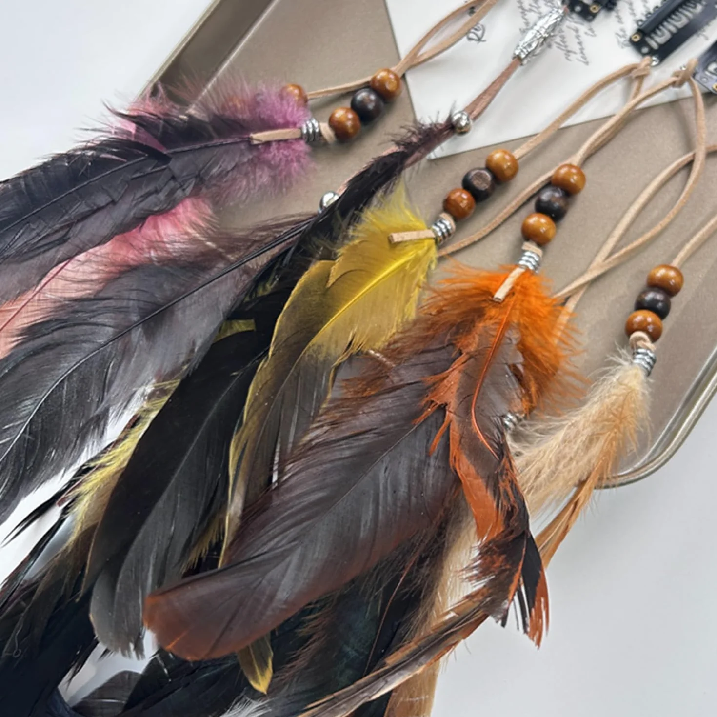 Accessori Per Capelli Piuma Retrò Boho Creativi 7 Pezzi