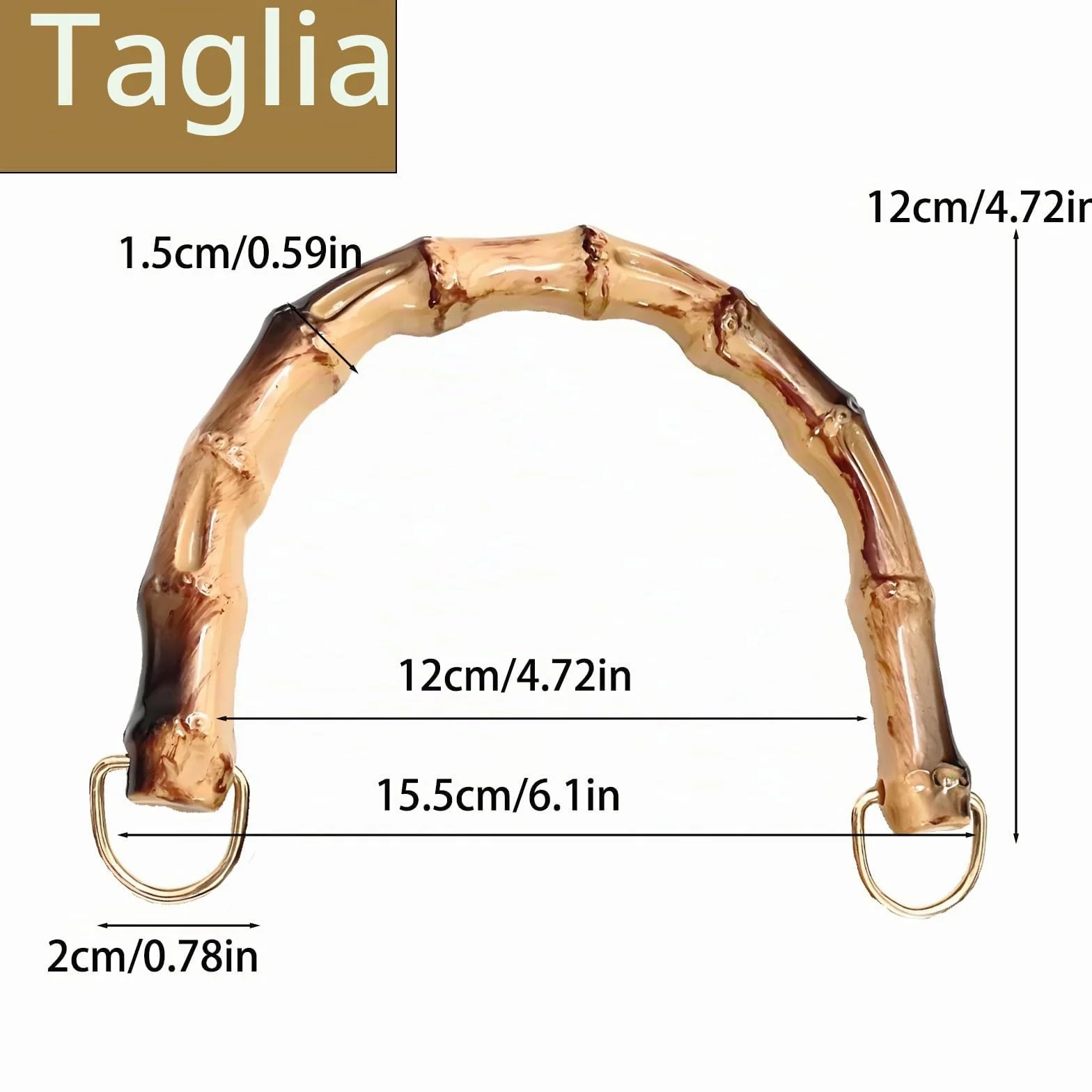 Manici per Borse in Bambù 15,5 cm a Forma di U 4 Pezzi, Accessori Fai da Te